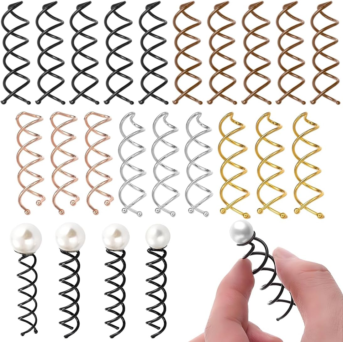 Pack of 23 Spiral Hair Clips, Spiral Hair Pins, Hair Accessories, Rotating DIY Hair Pins, Hair Clips for Hair Styling, Suitable for Various Hairstyles image number 4