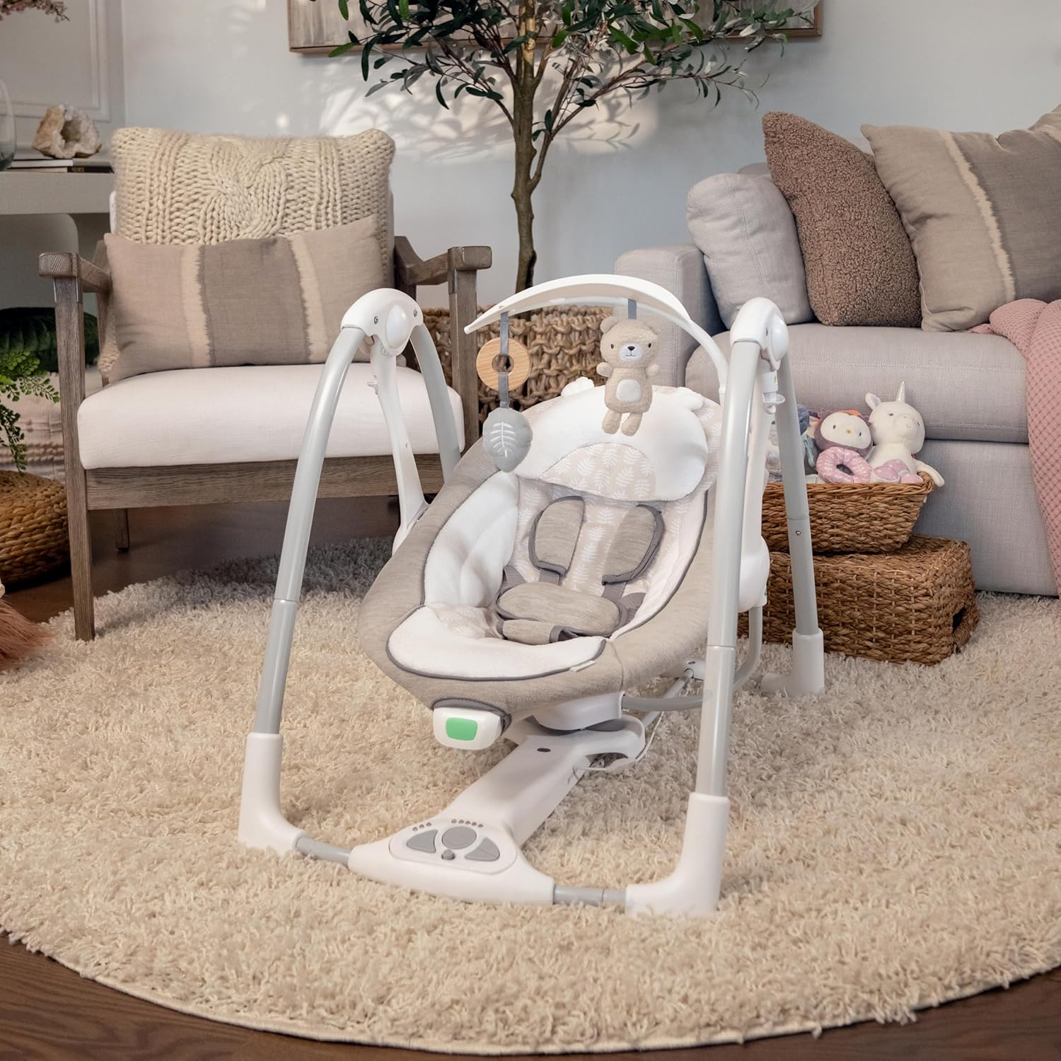 Ingenuity Convertme Swing-2-Seat, 5 Swing Modes, Vibrations, Music, USB Poweradapt Cord, Toy Bar - Wynn image number 1