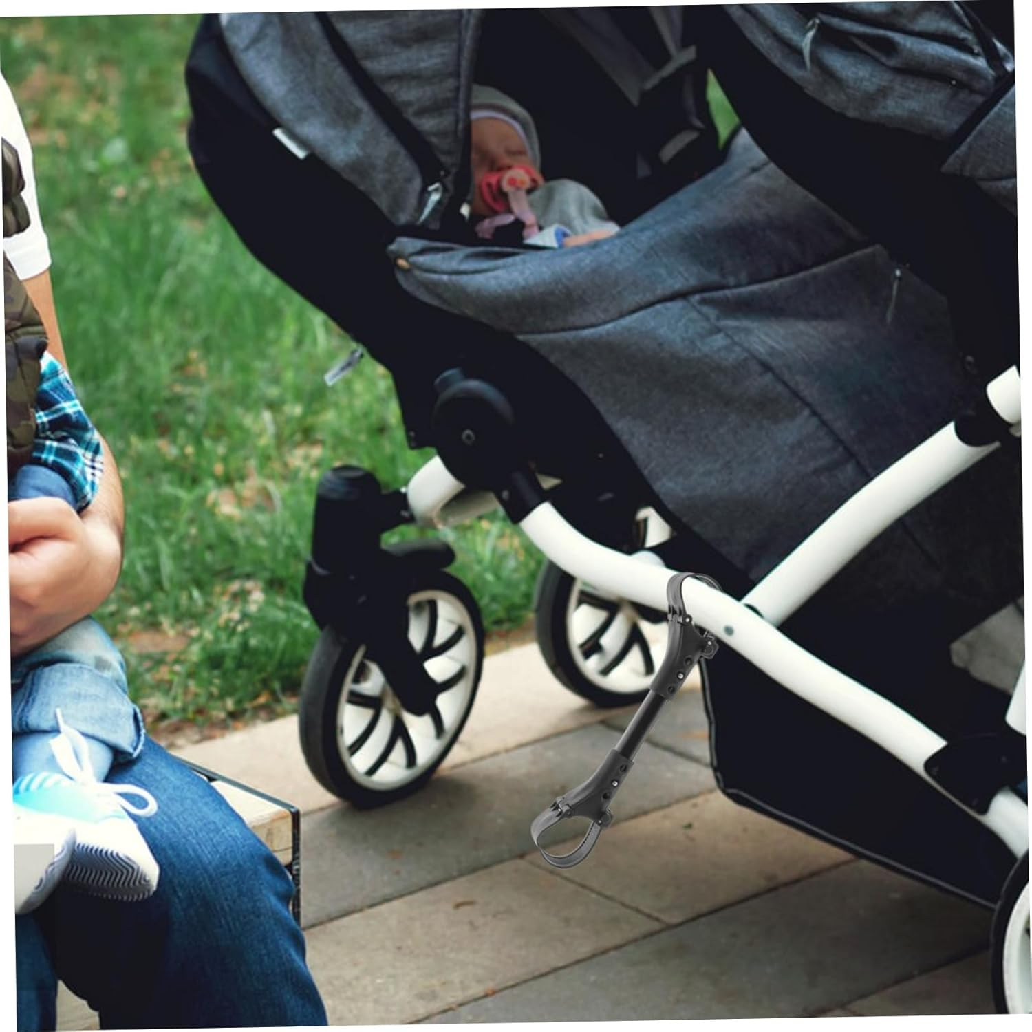 NUOBESTY 3Pcs Adjustable Twin Baby Stroller Connectors, Universal Aluminium Connectors for Strollers, Black image number 2