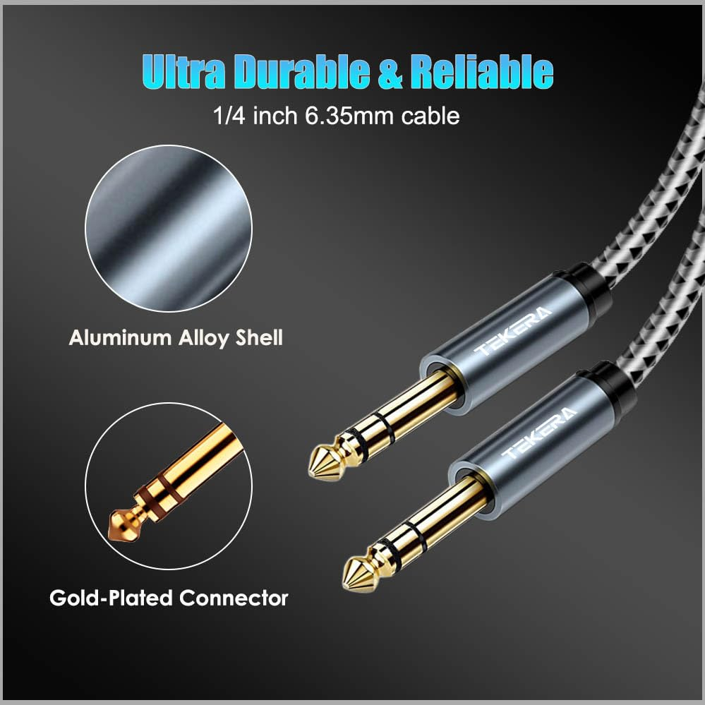 Guitar Cable, TEKERA Balance 6.35Mm TRS 1/4 Inch Cable, Stereo Quarter Inch TRS Male Cable 0.5M 1M 2M 3M 5M 10M (2M) image number 5