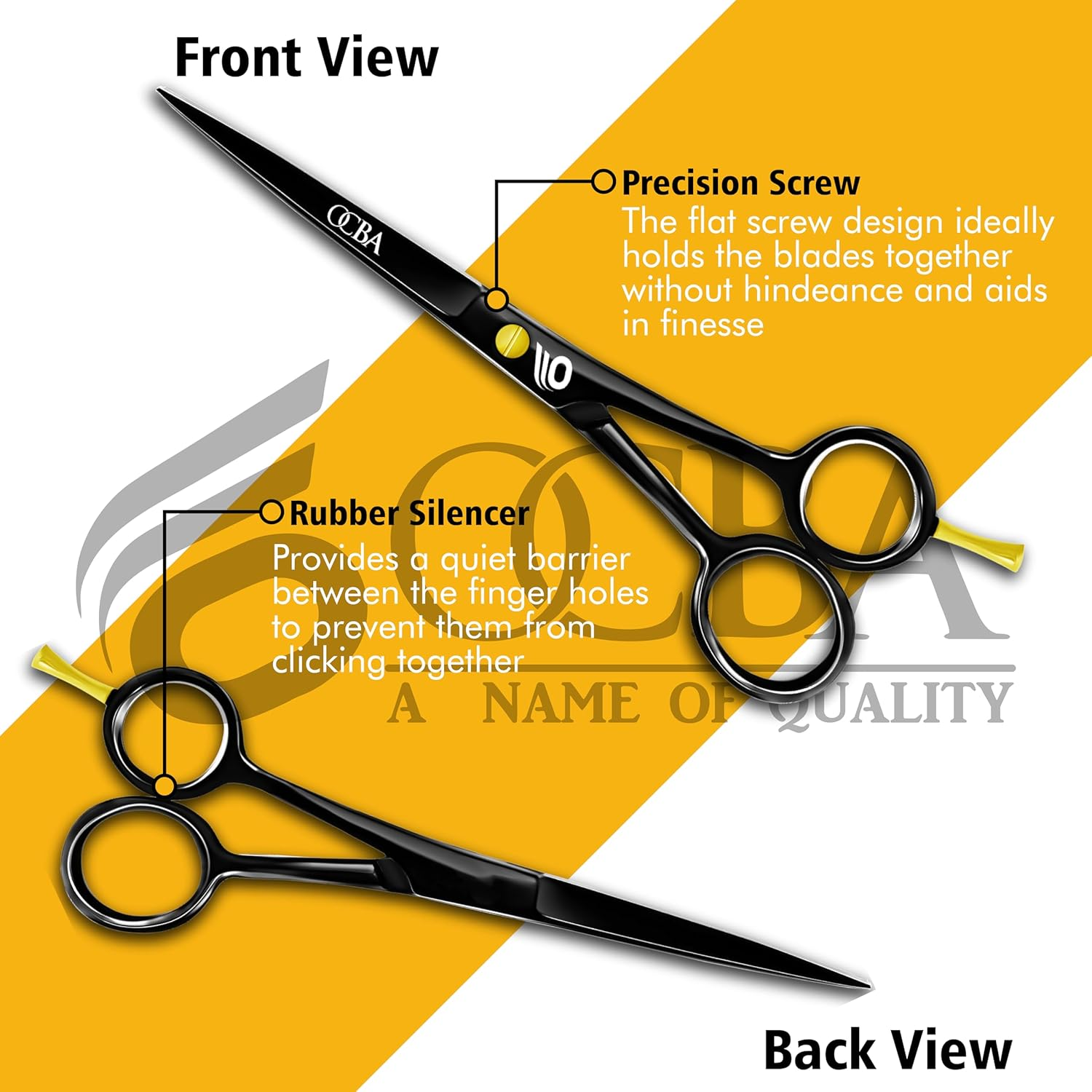 OCBA Friseurschere, Friseursalonschere Edelstahl Haarschere Professionelle Friseurschere, 6 Zoll Schere F&uuml;r Erwachsene (Japanisch Schwarze) image number 2