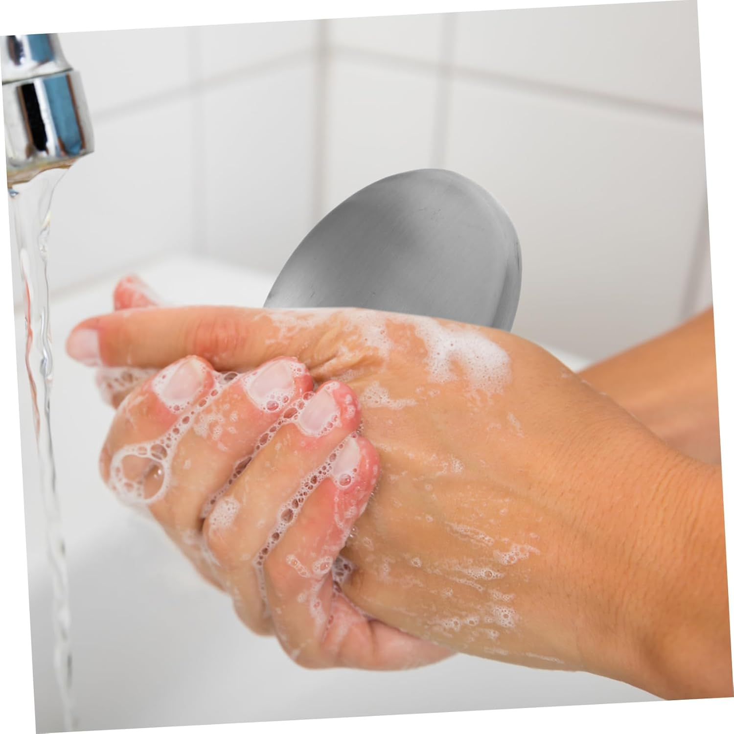 Hoement Odor Removing Stainless Steel Soap Bar for Hands Odor Absorber Soap Small Metal Easy to Clean Dishwasher Safe image number 4