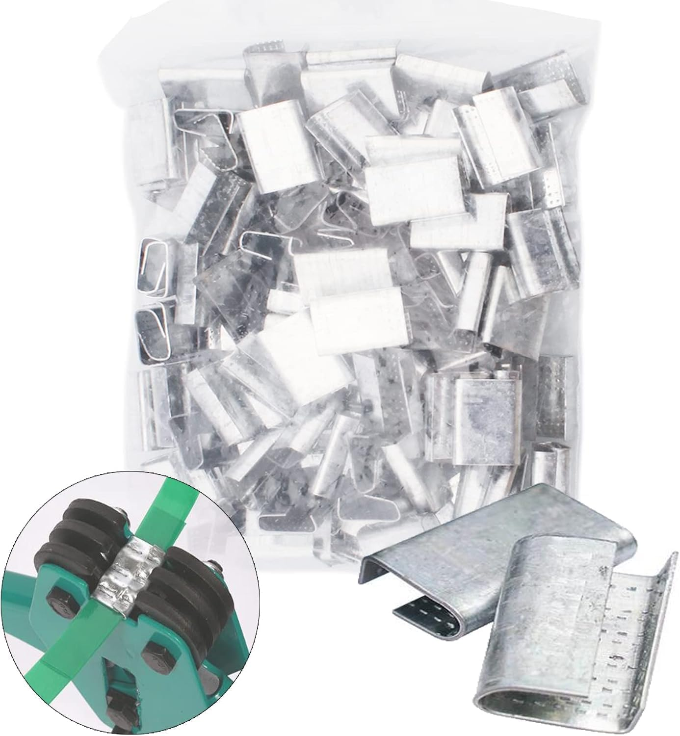 Heavy Duty PP Banding Strapping, Pallet Strapping, Packaging Strapping, Packaging 1/2" X 328Ft Polyester (PET) Strapping Kit with 100Pcs Metal Sealers, Box Packing Strapping Tool Kit