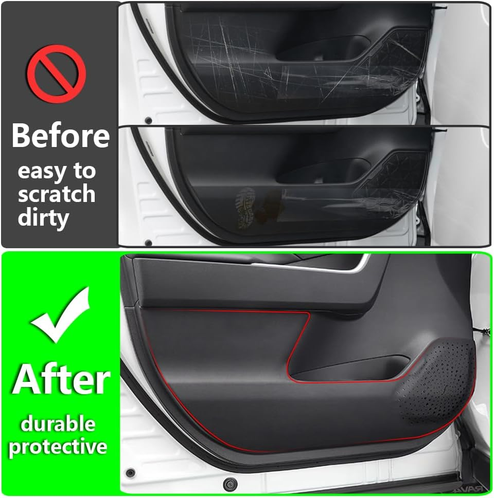 LUNQIN Car Door anti Kick Pad for 2019 2020 2021 2022 2023 2024 Toyota RAV4 Accessories Protector Mat Dirty Collision Stickers Inner Decorative image number 4