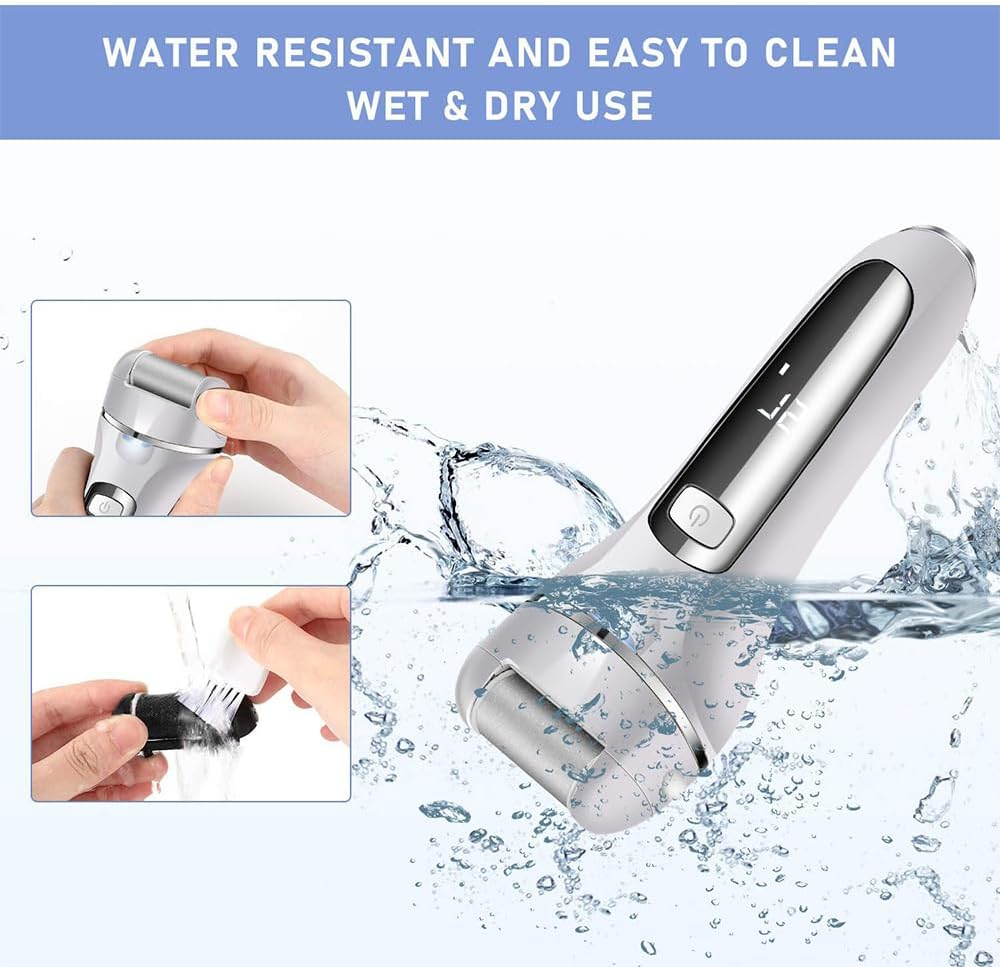 MTSDM Electric Foot File, Portable Callus Removers Foot Pedicure Tools with 2 Roller Heads, Professional Pedicure Dead Feet Remover Kit, Perfect for Dead, Hard Cracked Dry Skin Polishing image number 1