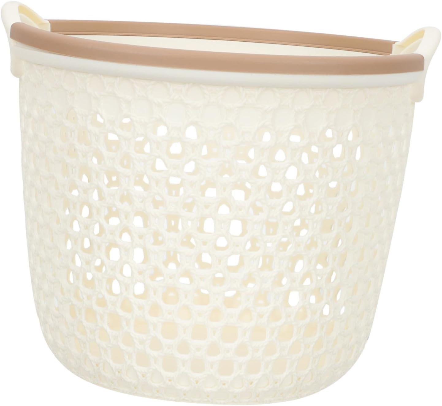 CHICAMPERA Handheld Waterproof Plastic Laundry Basket, Hollow-Out Medium Sized Bedroom Storage Basket for Clothes and Sundries Organizer, Beige