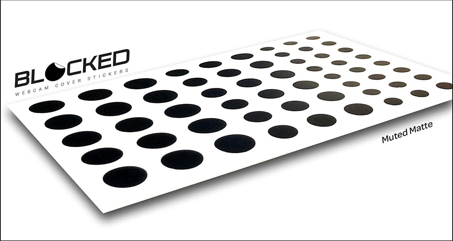 BLOCKED Stackable Webcam/Camera Vinyl Covers | 57 Low-Tack Restickable Webcam Sticker | 3-Sizes | Black 57-Pack (Muted Matte) image number 6