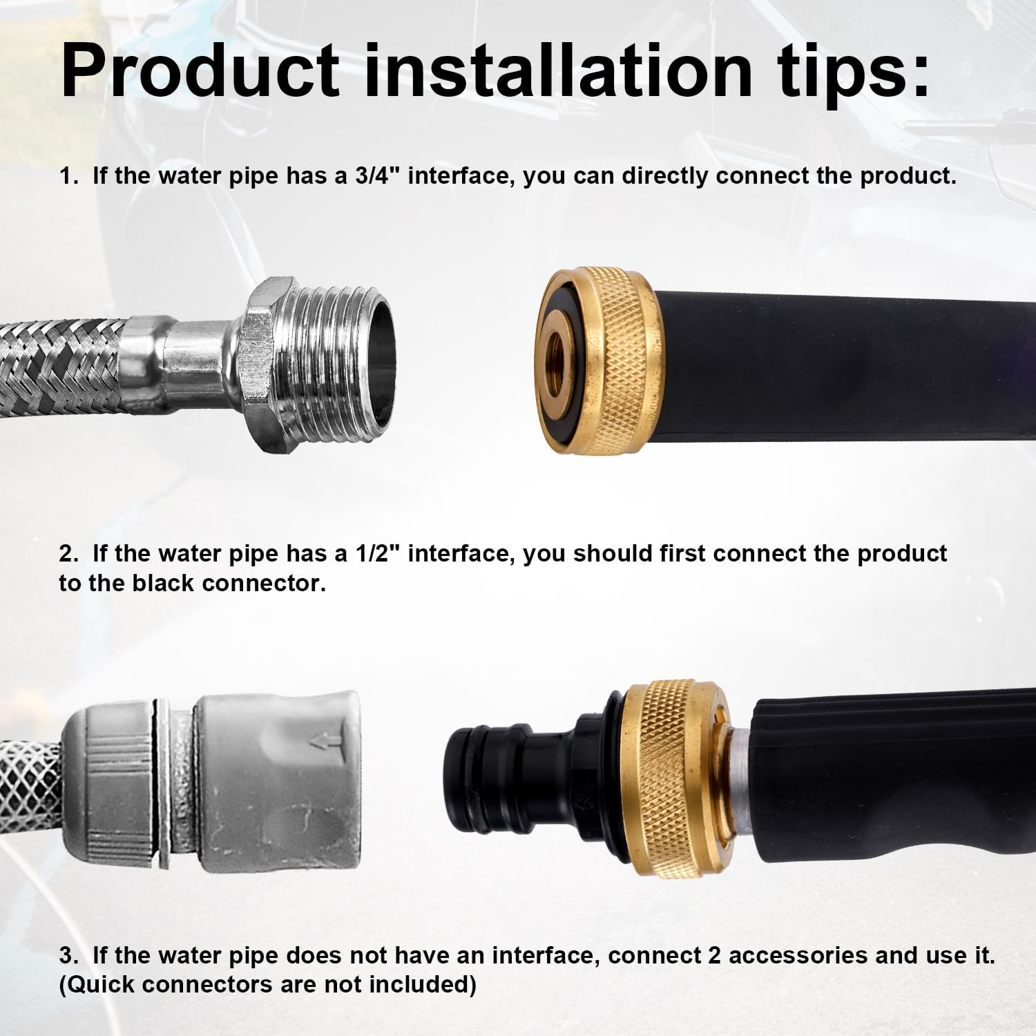 Jet Nozzle High Pressure Hose Nozzle, High Pressure Wand with 3 Pressure Washer Nozzles High Power Water Wand Attachment for Garden Hose Car Window Patio Pet Cleaning image number 4