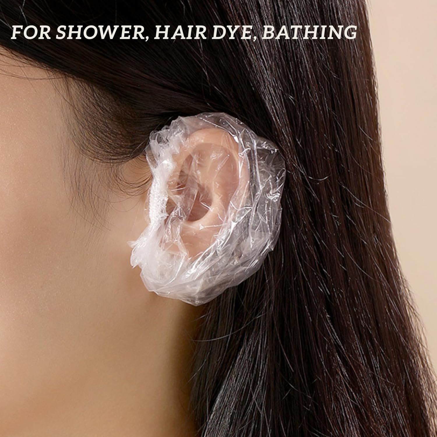 100 Pcs Transparent Disposable Ear Covers for Shower, Waterproof Ear Shower Cap Elastic Ear Protector Caps for Hair Dye, Shower, Bathing Disposable Ear Covers for Shower, Hair Dye, Bathing (Transparent)