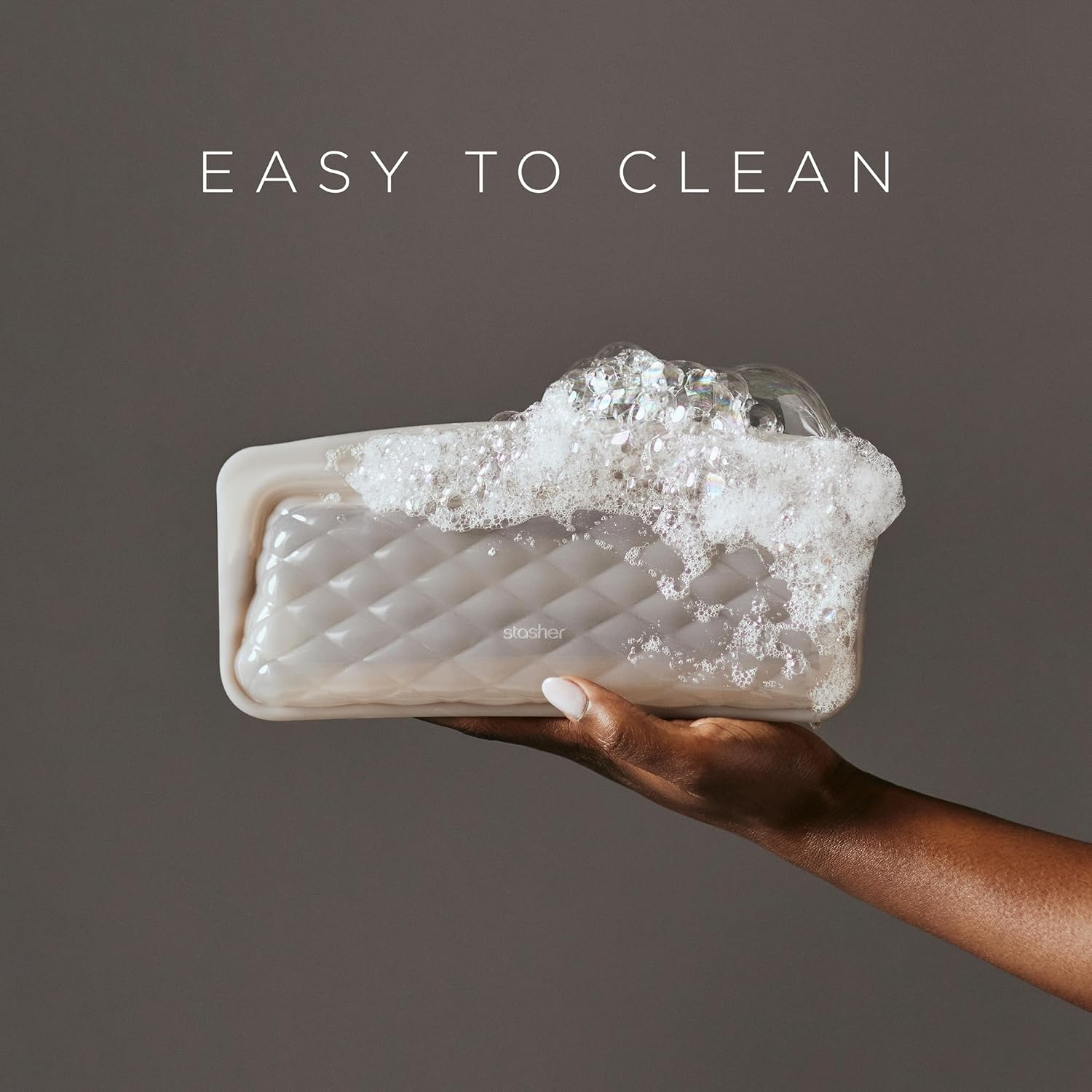 Stasher Premium Silicone Reusable Makeup Bags 3-Pack, Taupe, Beauty & Travel Toiletry Bag, Storage Bag Organizer, Dishwasher & Heat Safe, TSA Friendly, BPA Free, Leak-Free, Eco Friendly image number 3