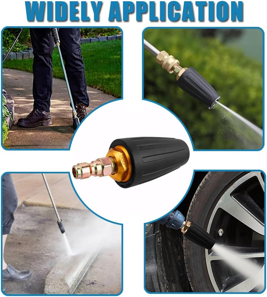 Yakamoz High-Pressure Washer Tips Turbo Nozzle, 360&deg; Rotating Spray Turbo 3600 PSI 4.0GPM with 1/4" Quick Connector for Pressure Washer image number 3