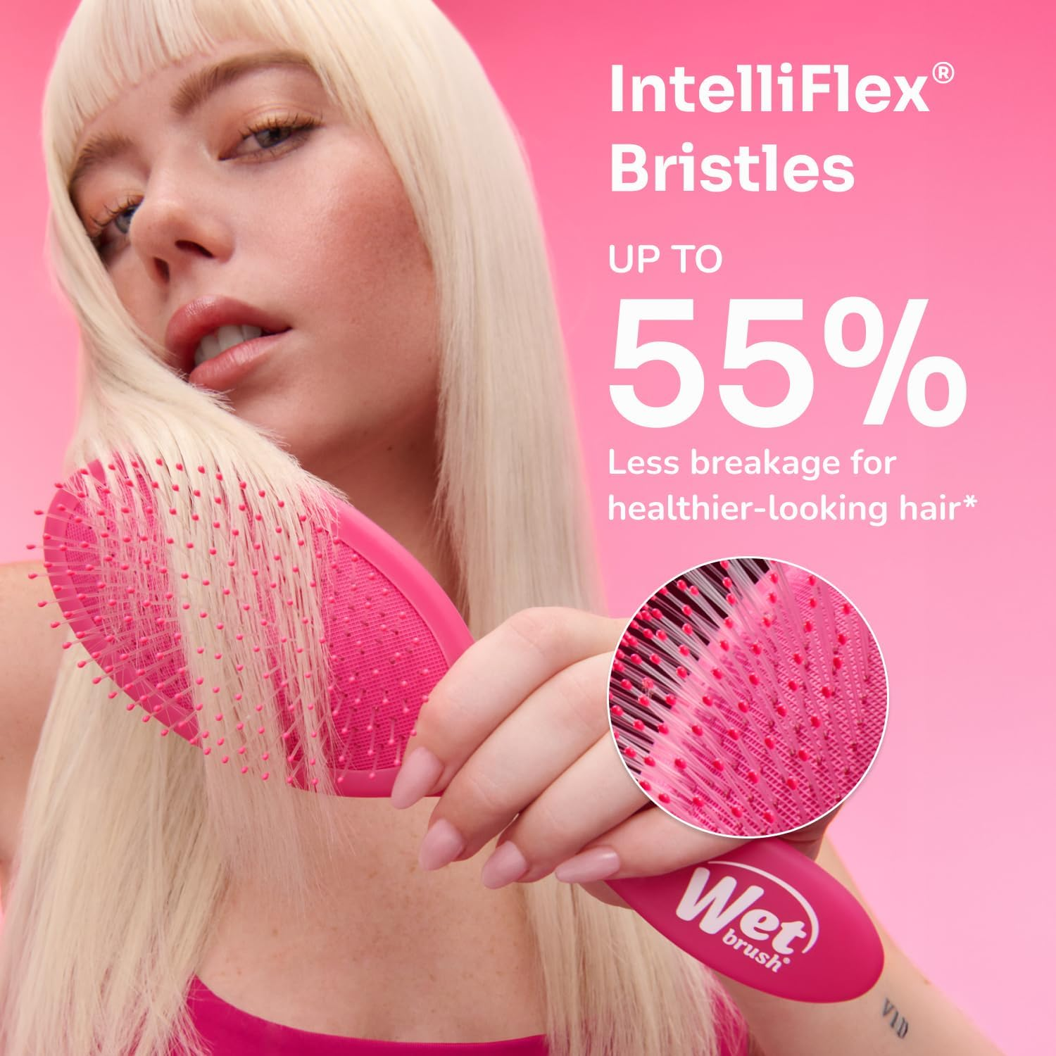 Wet Brush Paddle Detangler Hair Brush, Black Frost - Ultra-Soft Intelliflex Detangling Bristles with Aquavent Design - Spread Hair Treatments Evenly - Glides through Tangles for All Hair Types - Purple Frost image number 4