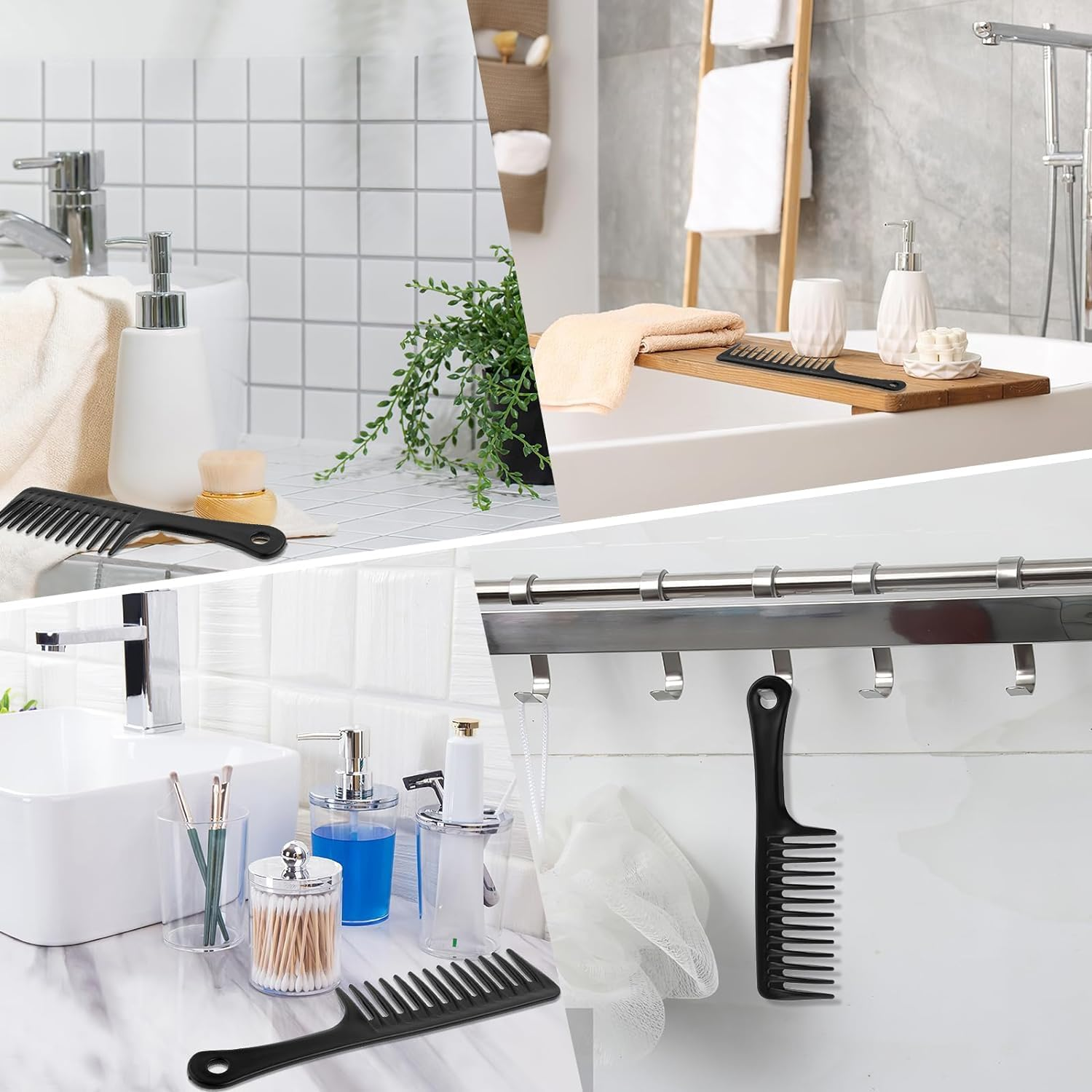 Wide Tooth Detangling Large Comb for Women, 2Pcs Large Hair Detangling Comb Wide Tooth Comb,Wide Tooth Comb Detangling Hair Comb,Wide Teeth Hair Comb Detangling Comb,Wide Tooth Detangling Comb - Black And Pink image number 4