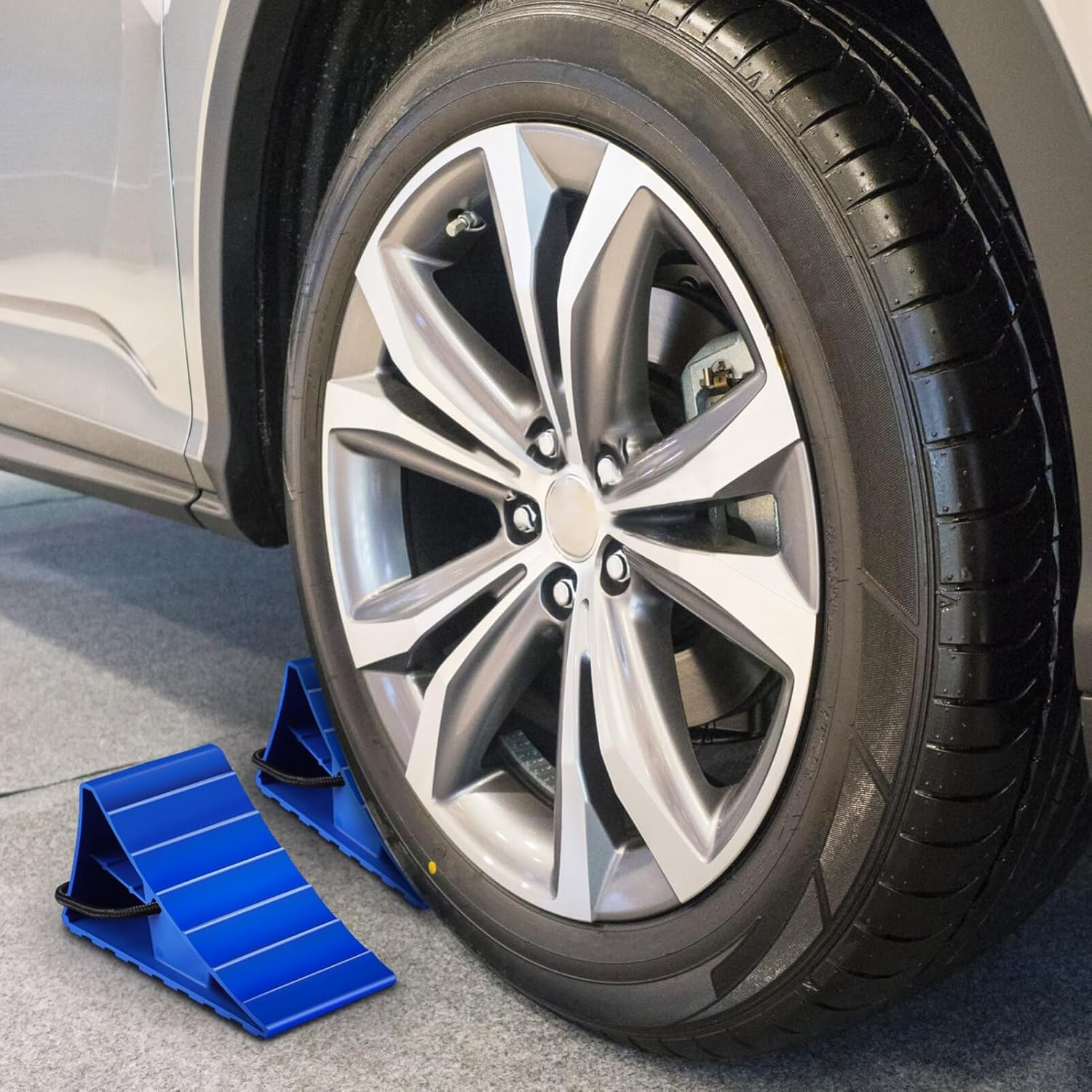 Car Wheel Chock 2Pcs RV Wheel Chocks Trailer Chocks Heavy Duty Rubber Wheel Wedge for Car, Travel Trailer, 20 * 10.5 * 9.5Cm image number 4