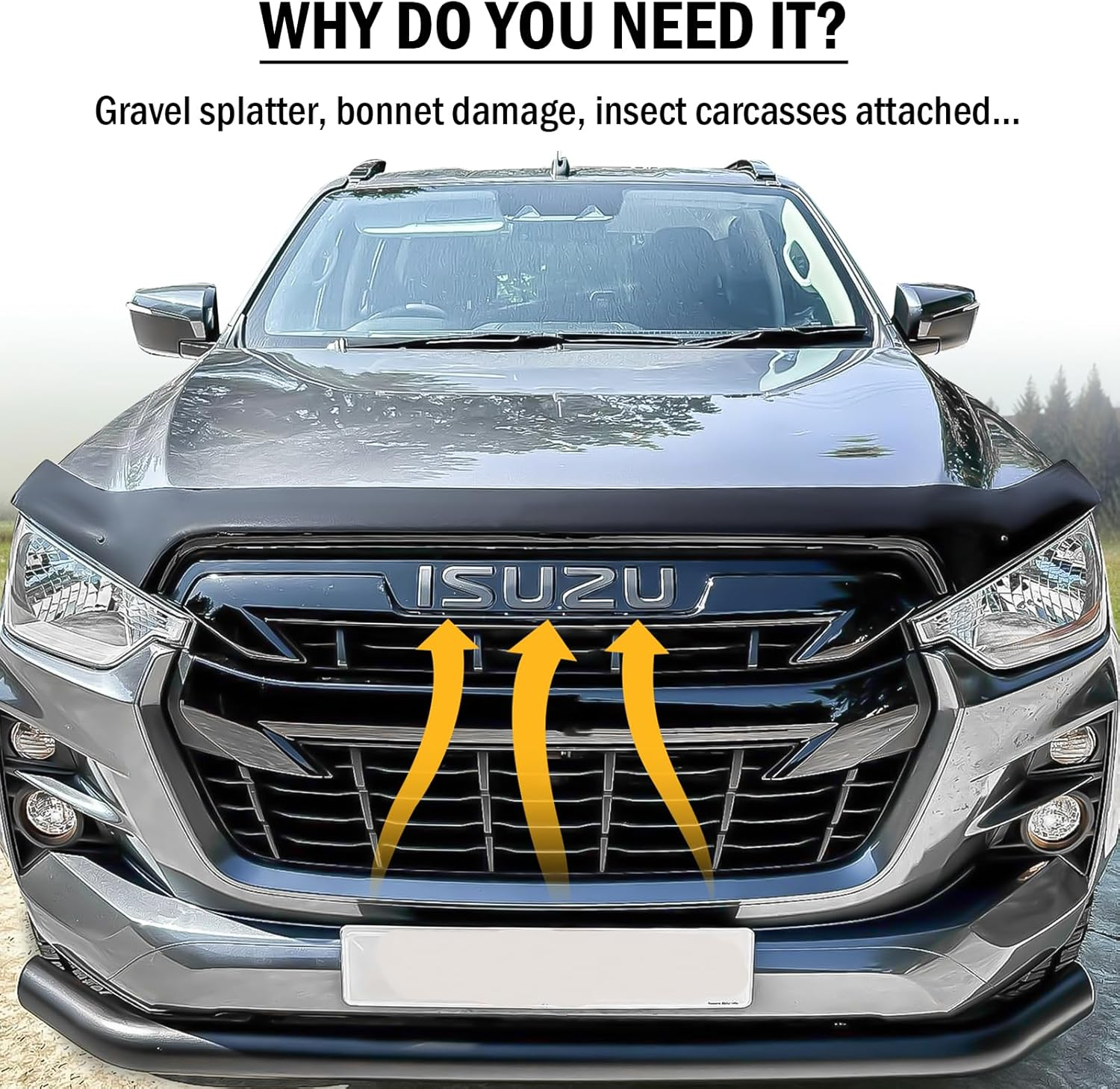 SUERAUTO4X4 Bonnet Protector for Isuzu DMAX D-MAX 2020-2024 Accessories, Tinted Black Injection Front Bonnet Stone Hood Protector Guard Trim Ute Car Exterior image number 1