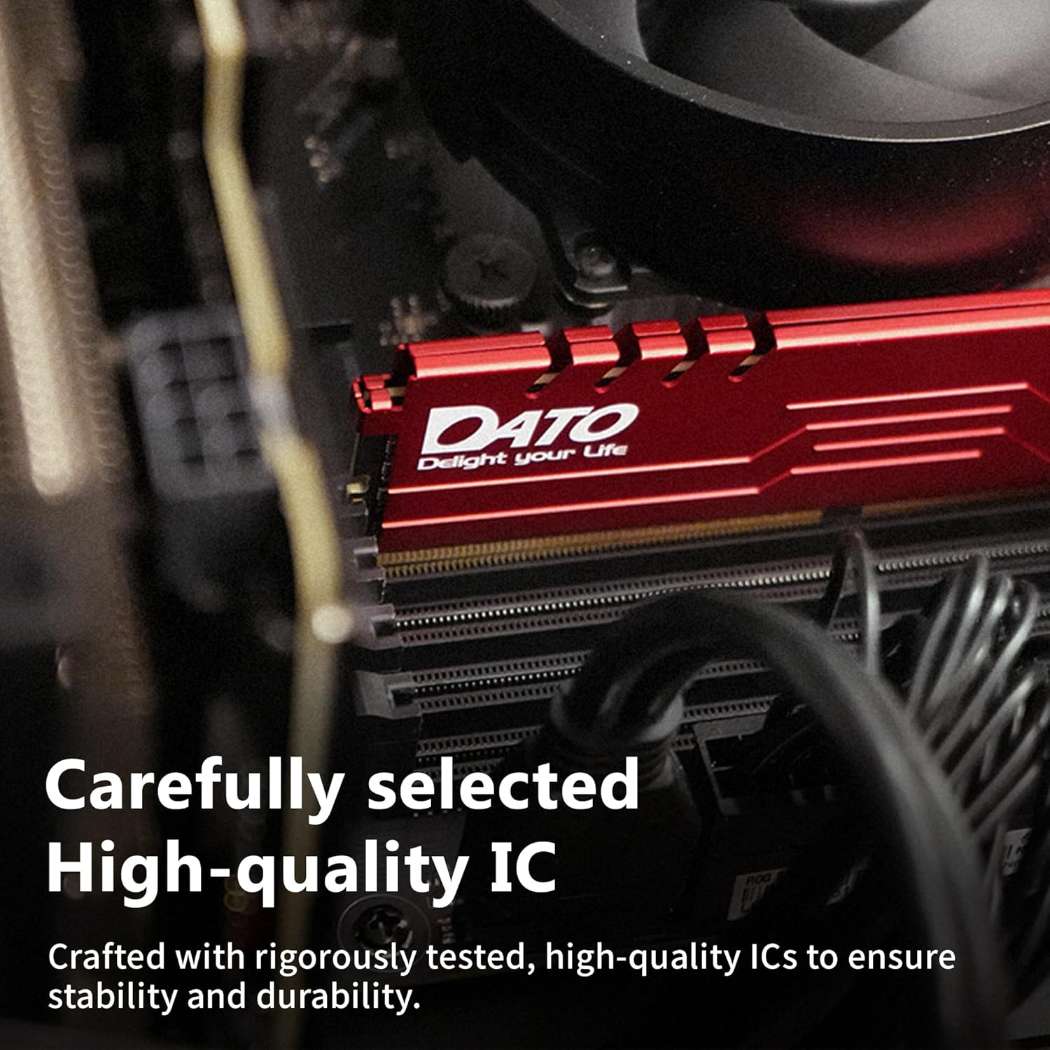 DATO DDR4 RAM 32GB Kit 16Gbx2 3200Mhz CL16 with Heatsink PC4-25600 1.35V 288-Pin Non-Ecc UDIMM, Desktop Computer Memory Module for Gaming - Extreme Black image number 4