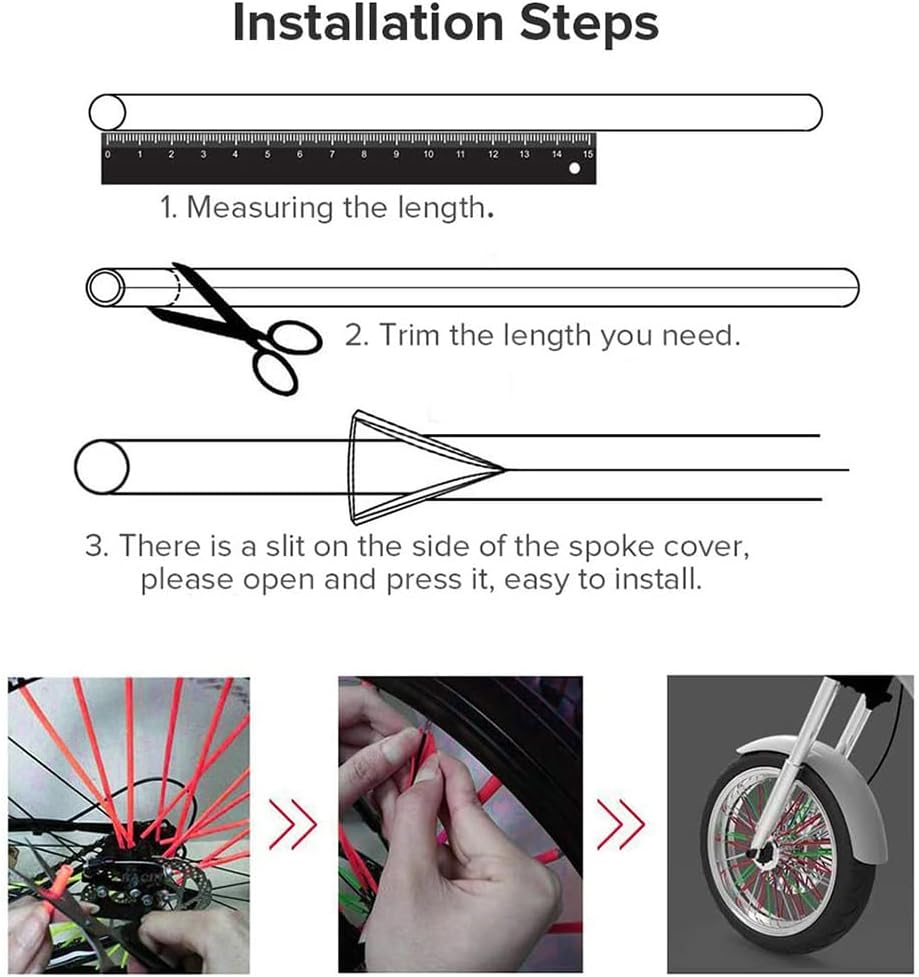 72Pcs Bicycle Wheel Spoke Bike Spoke Wrap Kit Mtb Skins Covers Mountain Sleeves Red image number 4