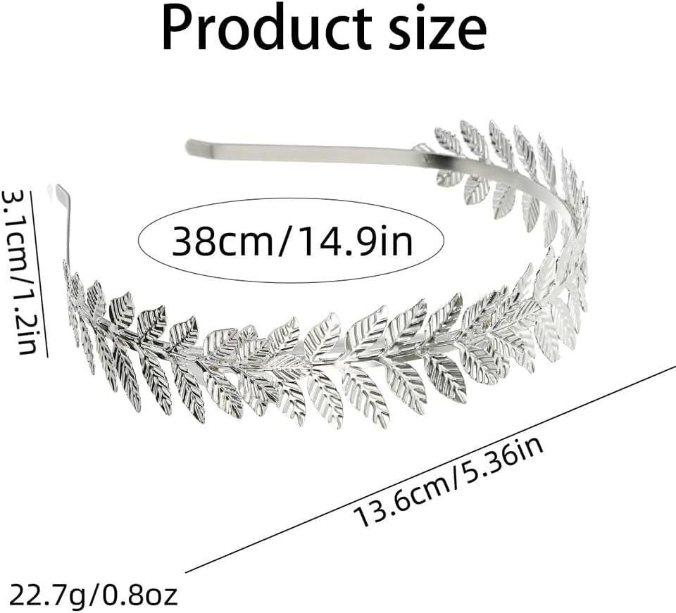 Visxcnu 1 X Women'S Hair Band, Gold Headpiece, Bride, Roman Goddess Headband, Girls' Laurel Wreath, Hair Accessories, Golden Wedding, Boho Leaf Hair Crown Accessories, Silver image number 1