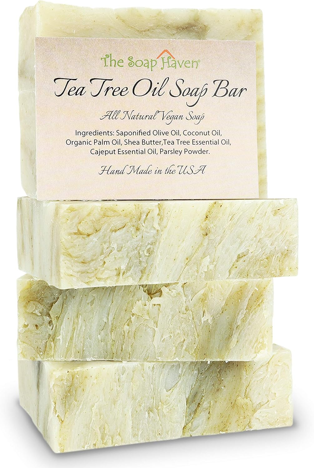 HIMALAYAN SALT SOAP BARS with Sea Salt & Shea Butter (4 Bars, 4.5Oz Each) - Handmade in USA with ALL NATURAL, NON-GMO, Unscented Ingredients.