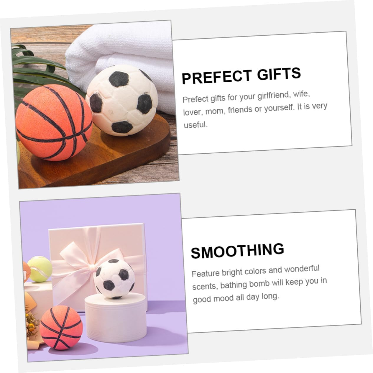 Gatuida 2Pcs Cute Football Shaped Bath Salt Bombs for Rich Foaming Aroma Bathing Experience image number 1