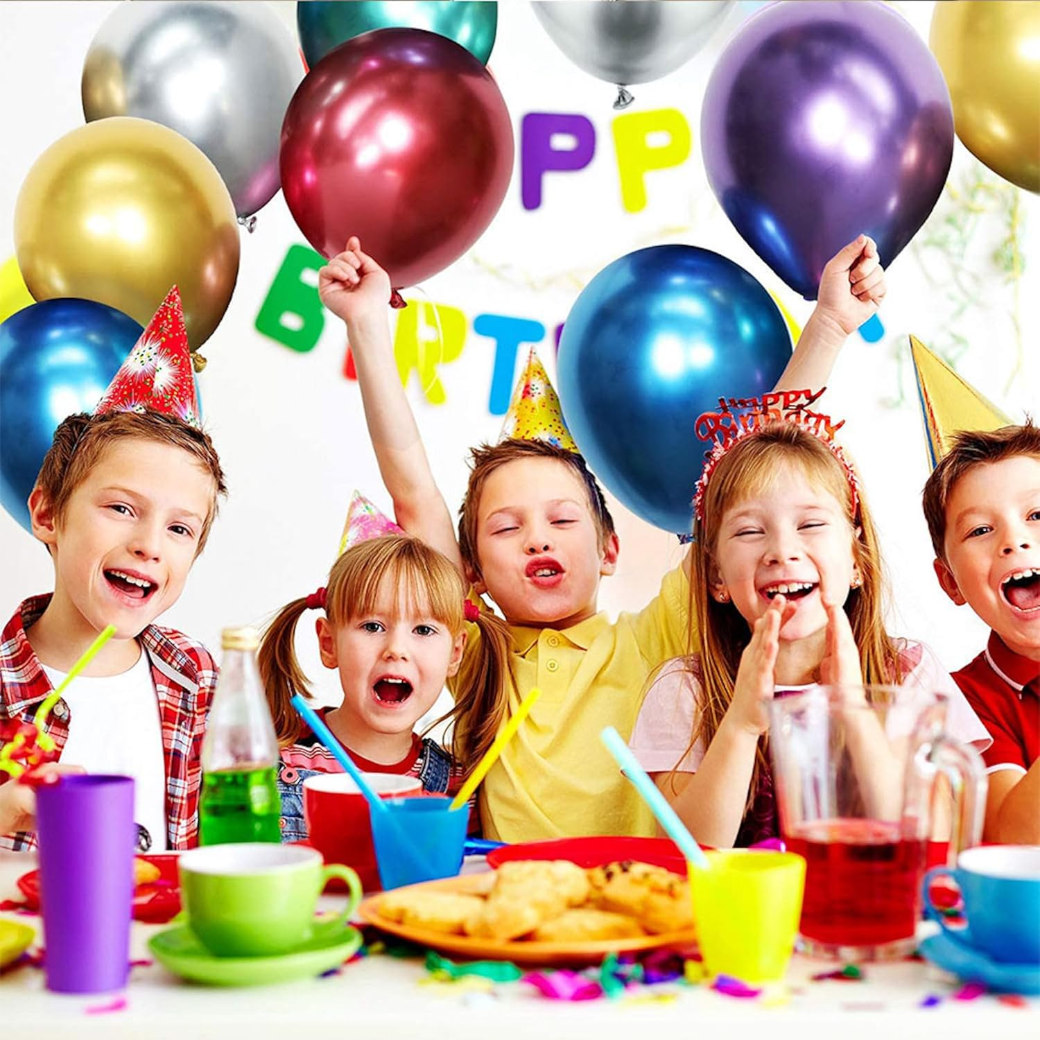 Metallic/Chrome Silver Balloons Garland Kit, Different Sizes, 12 Inch Party Latex Balloons for Birthday, Graduation, Wedding, Holiday Decoration (Mix) - Mix image number 5