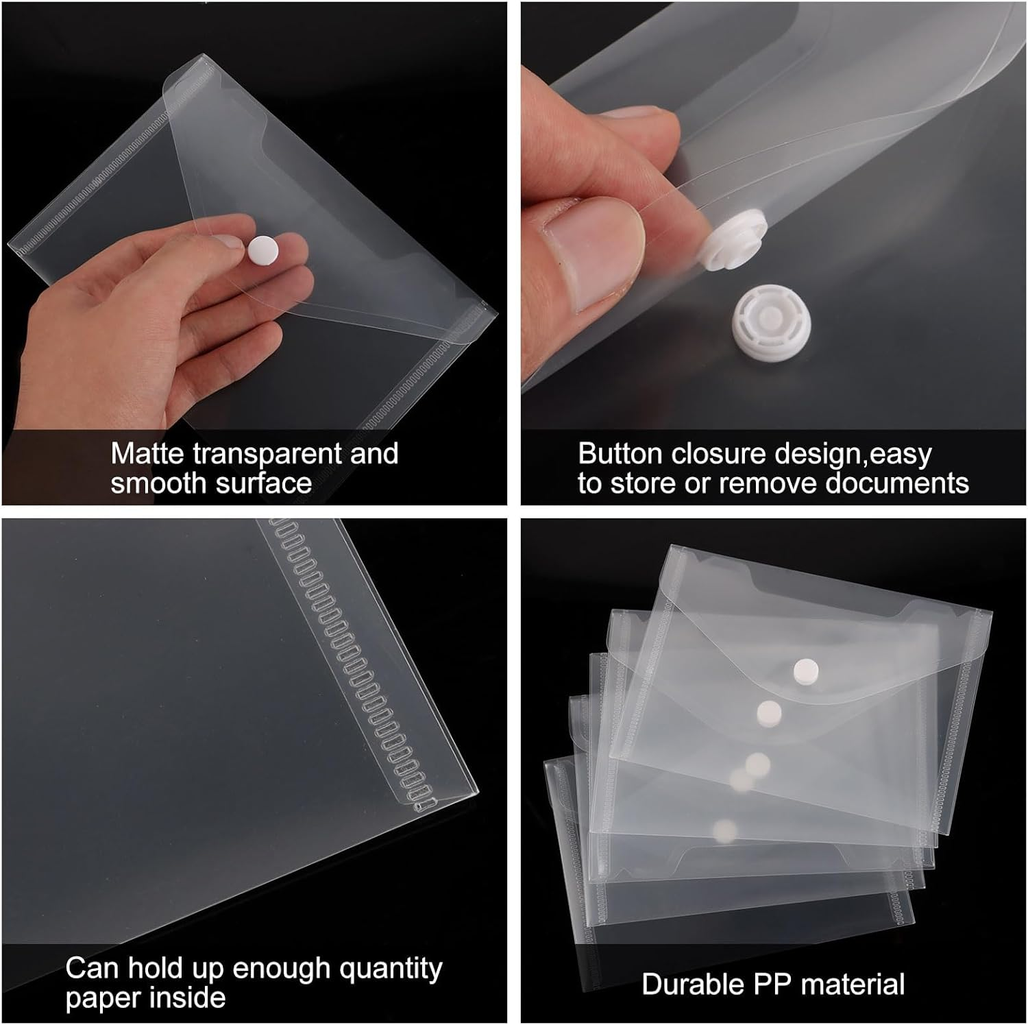 SHUESS 50 Pcs Plastic Wallets A6 - A6 Envelopes - Small Plastic Wallets - Clear Folders for Paperwork for Home, Office, School image number 5