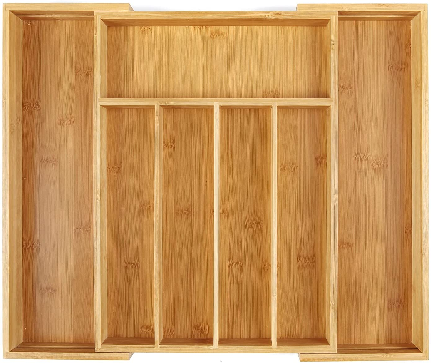 Utoplike Bamboo Expandable Cutlery Organizer Tray, Kitchen Drawer Organiser, for Silverware, Flatware, Utensils, Cutlery, Accessories or Gadgets (Natural) image number 6