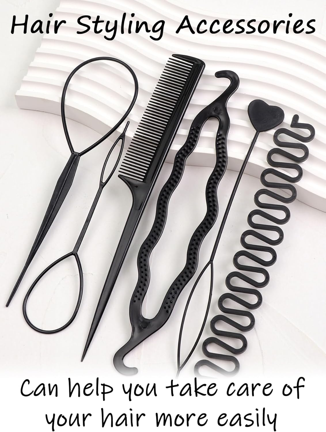 6 Pieces Hair Styling, Topsy Tail for Hair, Hair Braiding Tool, Hair Styling Accessories, Hair Styler, Hair Styling Accessory Set, Bun Maker image number 1
