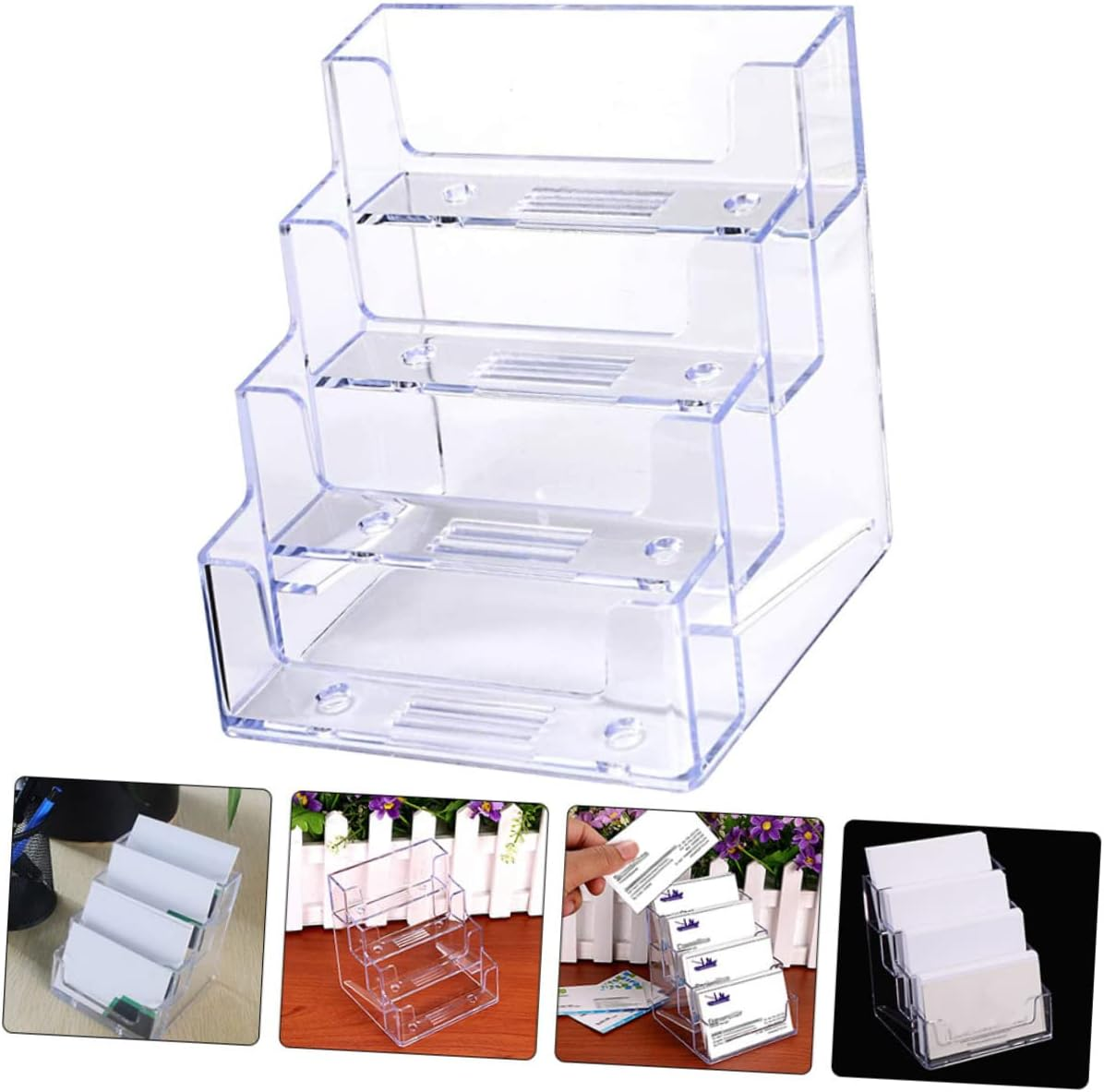 KICHOUSE Card Display Stand Business Cards Organizer Name Storage Case Desk Accessory Corners image number 6