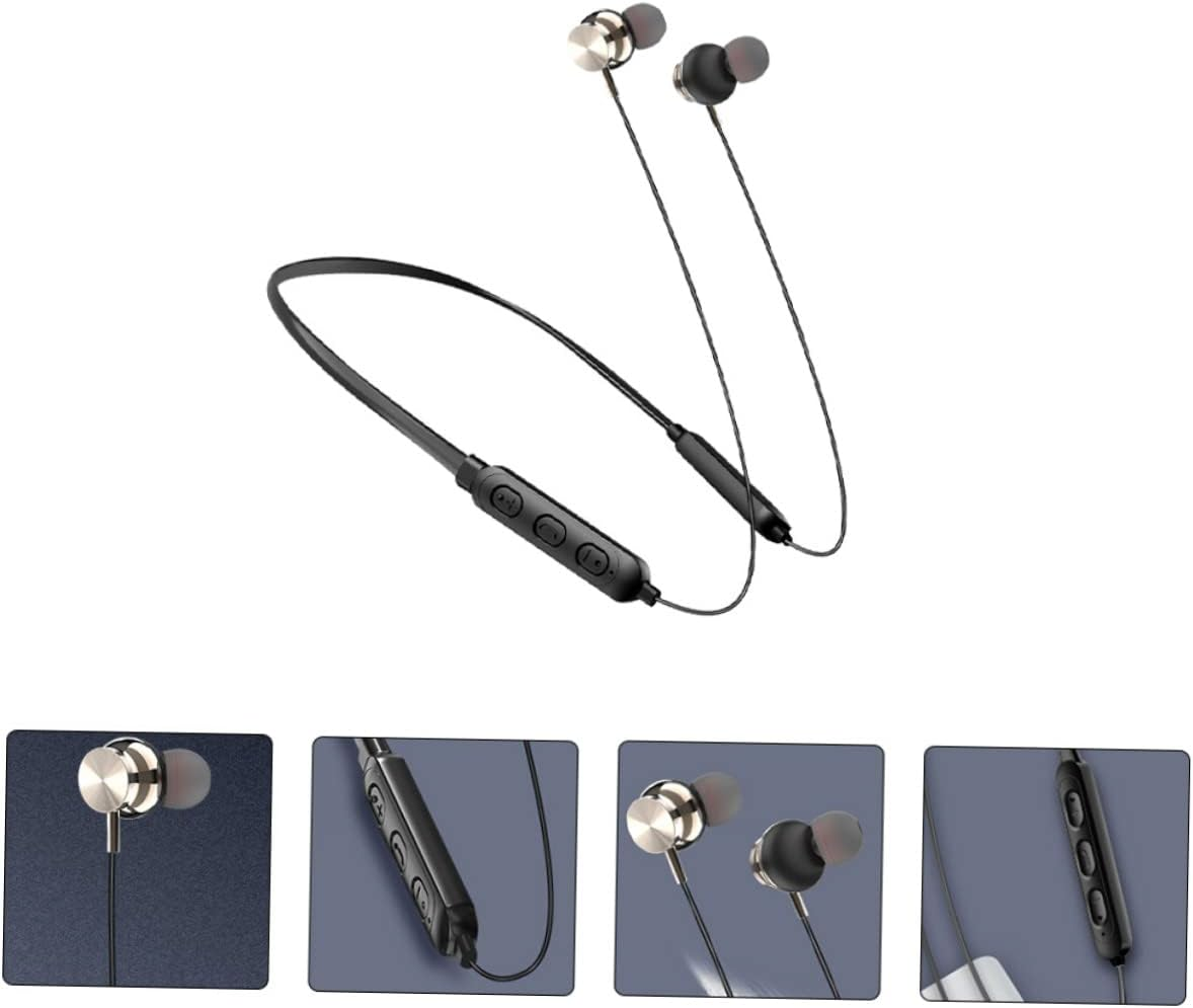 BELLIFFY Wireless 5.0 Neck Hanging Earbuds Stereo Headphones Sweat-Resistant Sports Headset Compact In-Ear Earphones for Active Use Black image number 5
