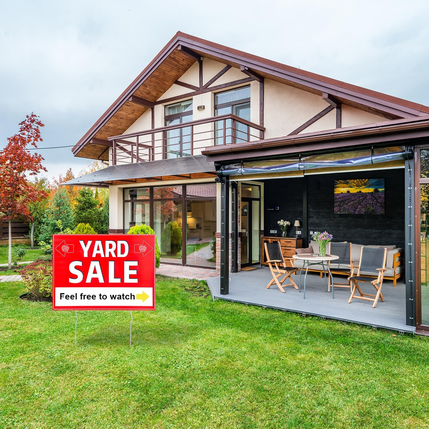 3Pcs Yard Sale Signs, 12 X 16 Inch High Visibility Large Yard for Sale Sign Estate Sale Signs with Stakes Stickers Double Sided Corrugated Plastic Garage Sale Sign for Business Personal Use image number 4