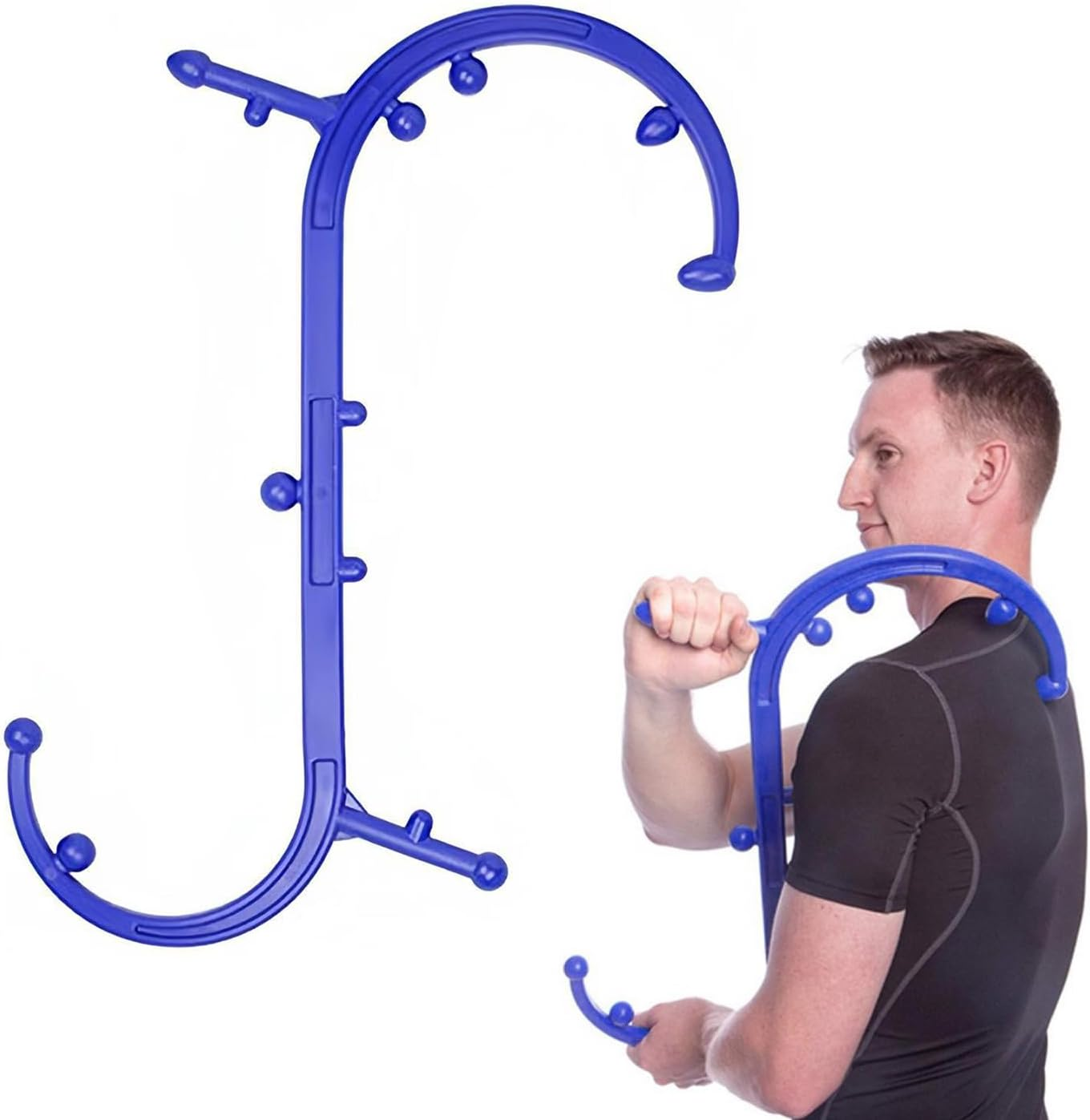 EDINNO Trigger Point Massager, Trigger Point Therapy Self Massage Tool, Back and Neck Massager, Handheld Massage Stick, for Back Massage Muscle Tension (Black)