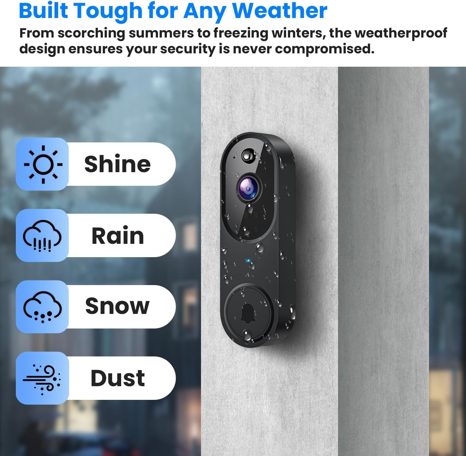 Wireless Wi-Fi Video Doorbell Camera with Two Way Talk, AI Motion Detection, Instant Alert, Night Vision and Cloud Storage, 2.4G Wi-Fi, Chime Included image number 5