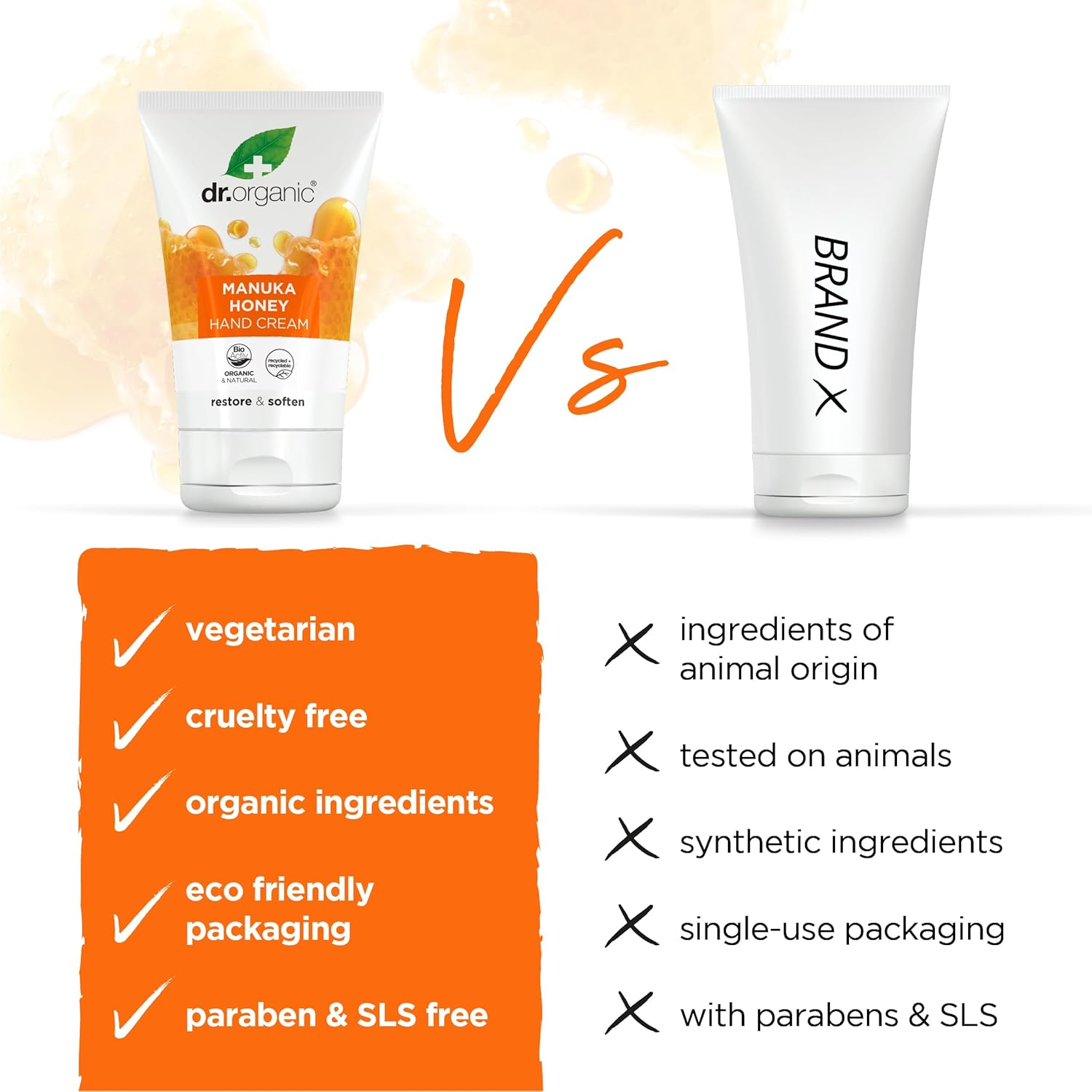 Dr Organic Manuka Honey Hand Cream, Moisturising, Dry Skin, Mens, Womens, Natural, Vegetarian, Cruelty-Free, Paraben & Sls-Free, Organic, 125Ml image number 3