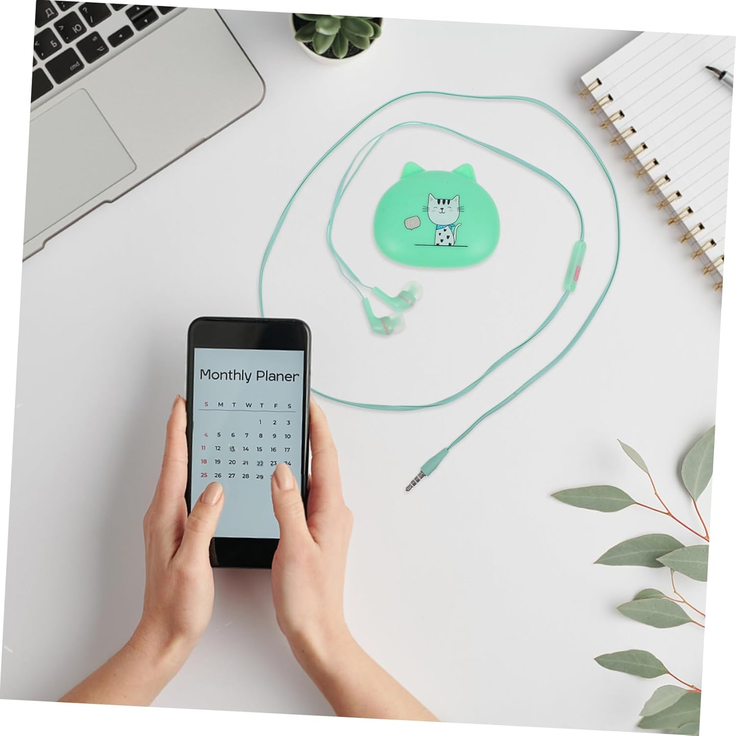 Ear Wired Earphones with Microphone Universal Compatibility for Smartphones Green Color Lightweight Phone Accessories image number 5