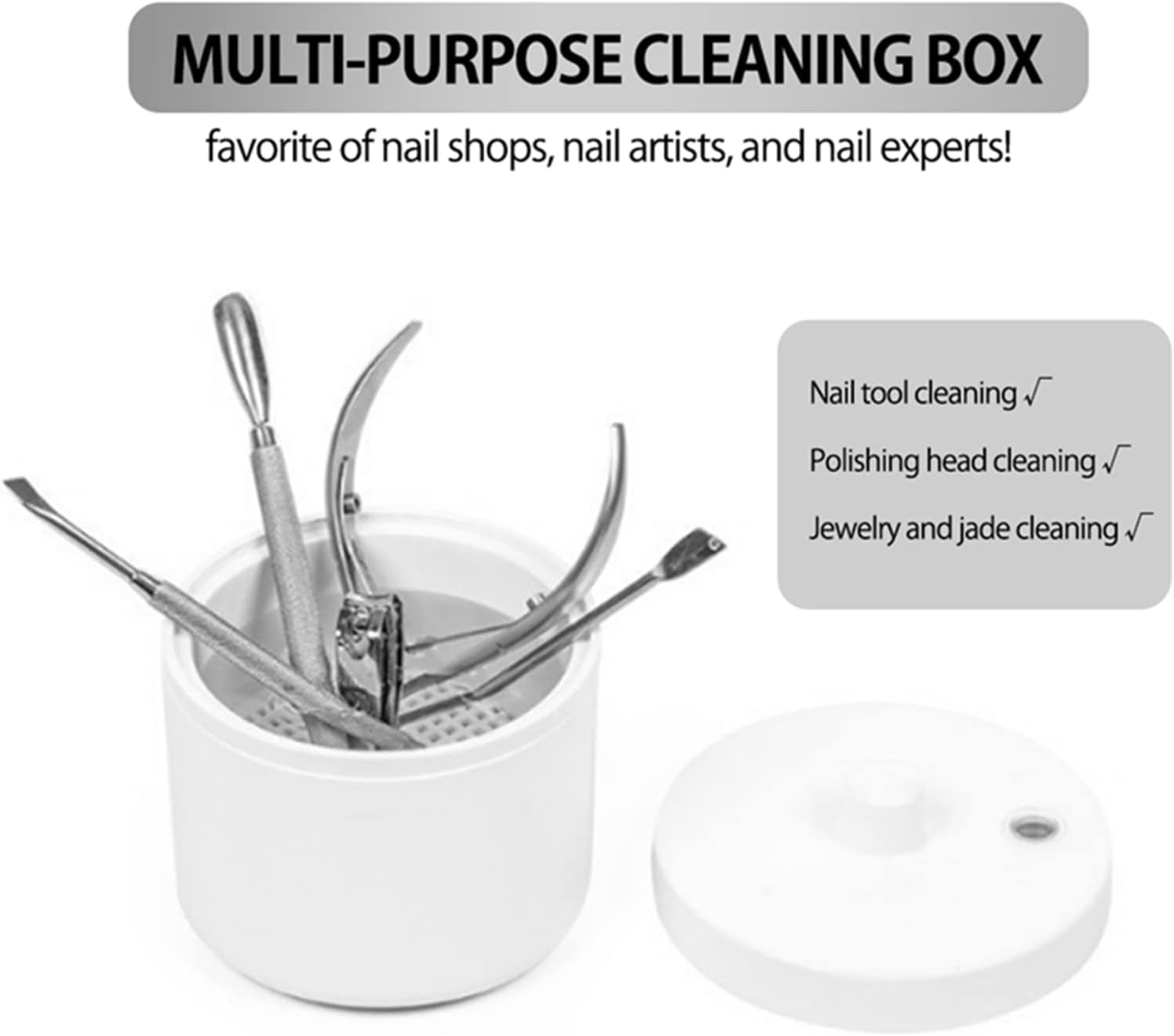 NSXAYIWE round Disinfectant Box, Durable Plastic Steriliser Pot, Practical Removable Tray and Self-Draining Basket Design, Nail Tool Steriliser image number 5