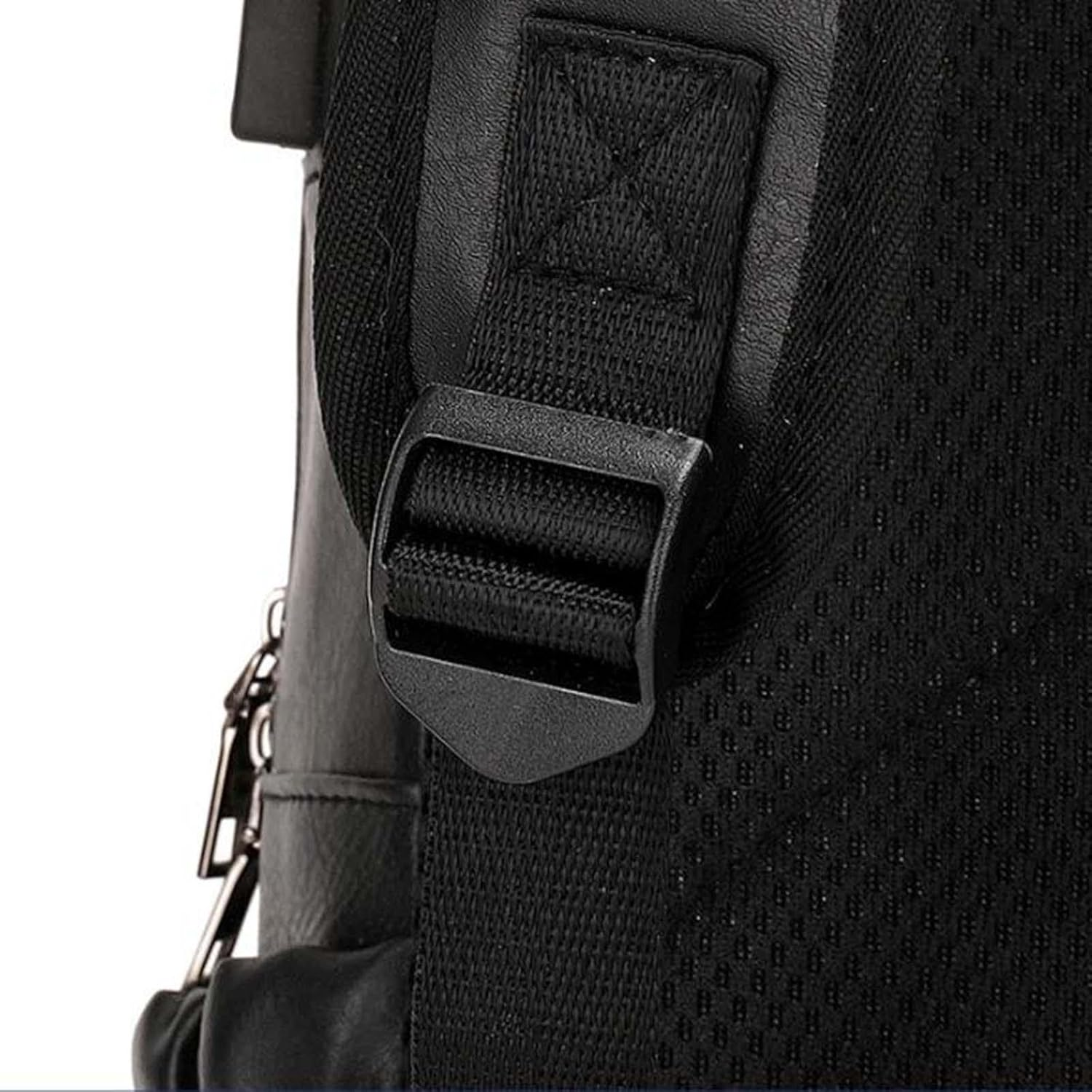 Baoblaze PU Leather Laptop Backpack Men Travel Rucksack Multiple Pockets Water Resistant Casual Daypack Computer Backpack for Fishing Shopping Hiking - Black image number 3