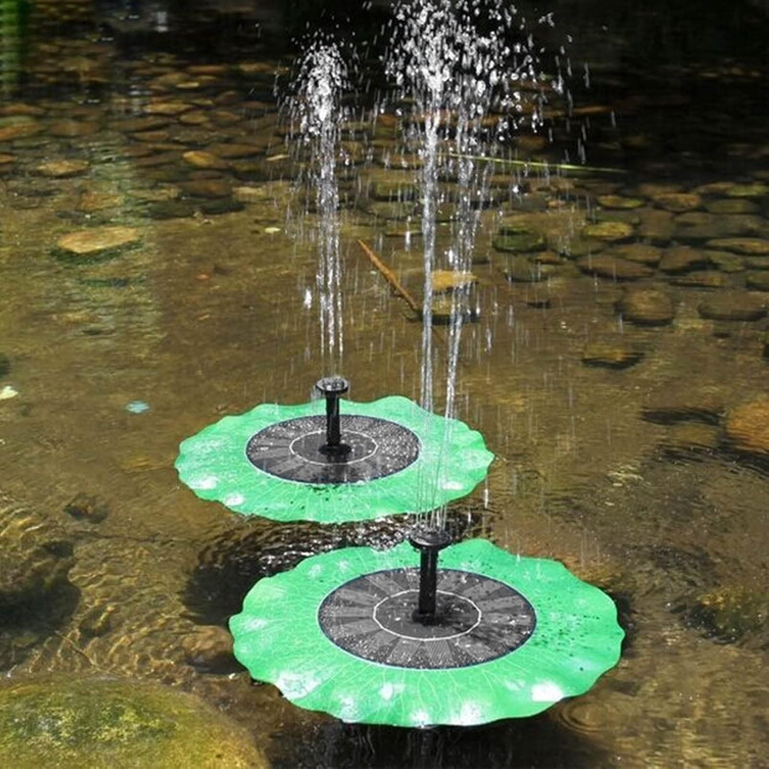 Lotus Leaf Fountain, Low Water Protection Solar Powered Fountain Pump with 8 Nozzles for Bird Bath Garden Pond Pool Outdoor image number 2