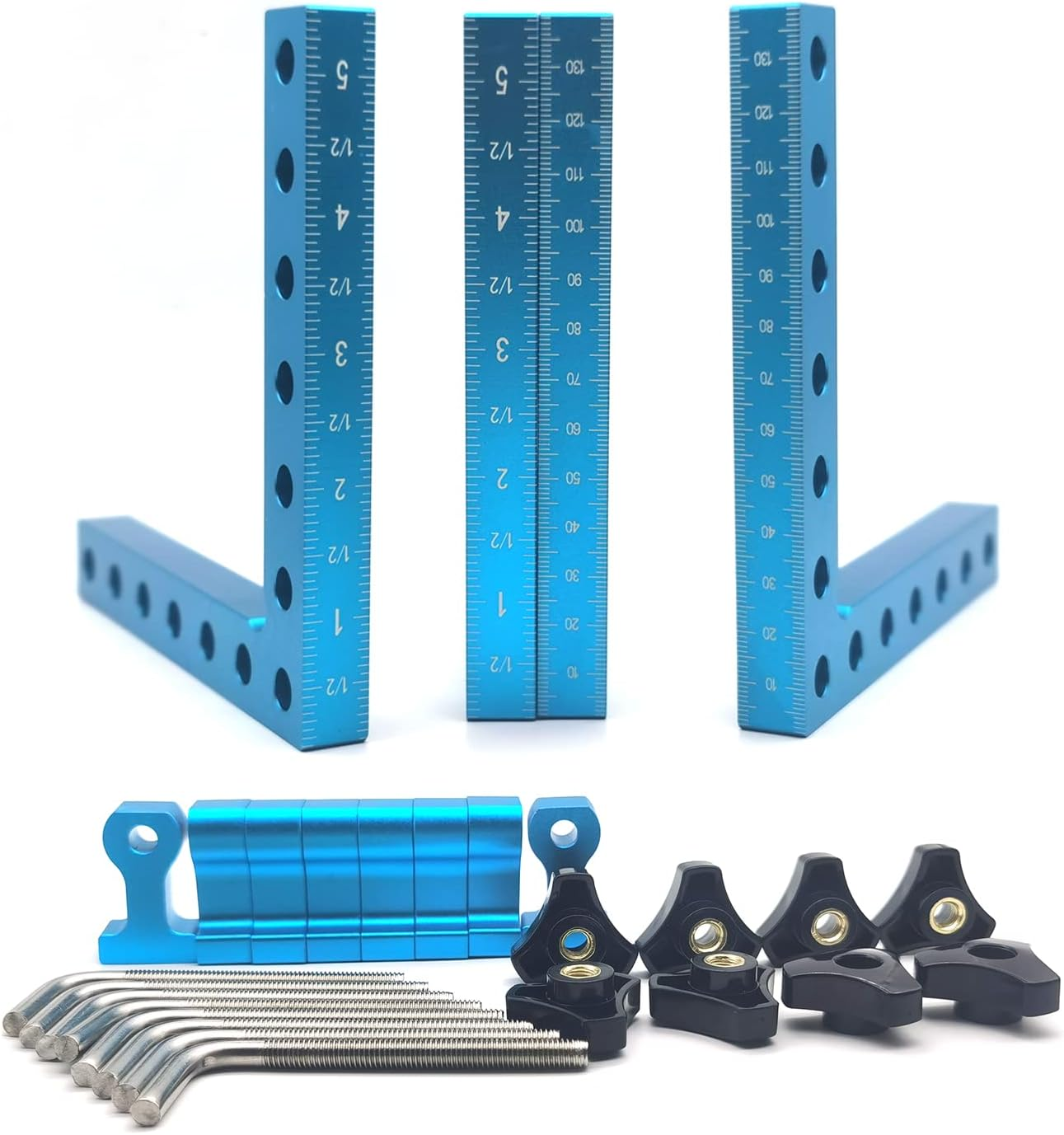 5.5"&times;5.5" 90 Degrees Positioning Squares, Right Angle Squares with 8 Clamps, Aluminium Alloy L-Type Corner Clamp Woodworking Clamping Tool for Picture Frames, Boxes, Cabinets (140Mm X 140Mm) image number 5