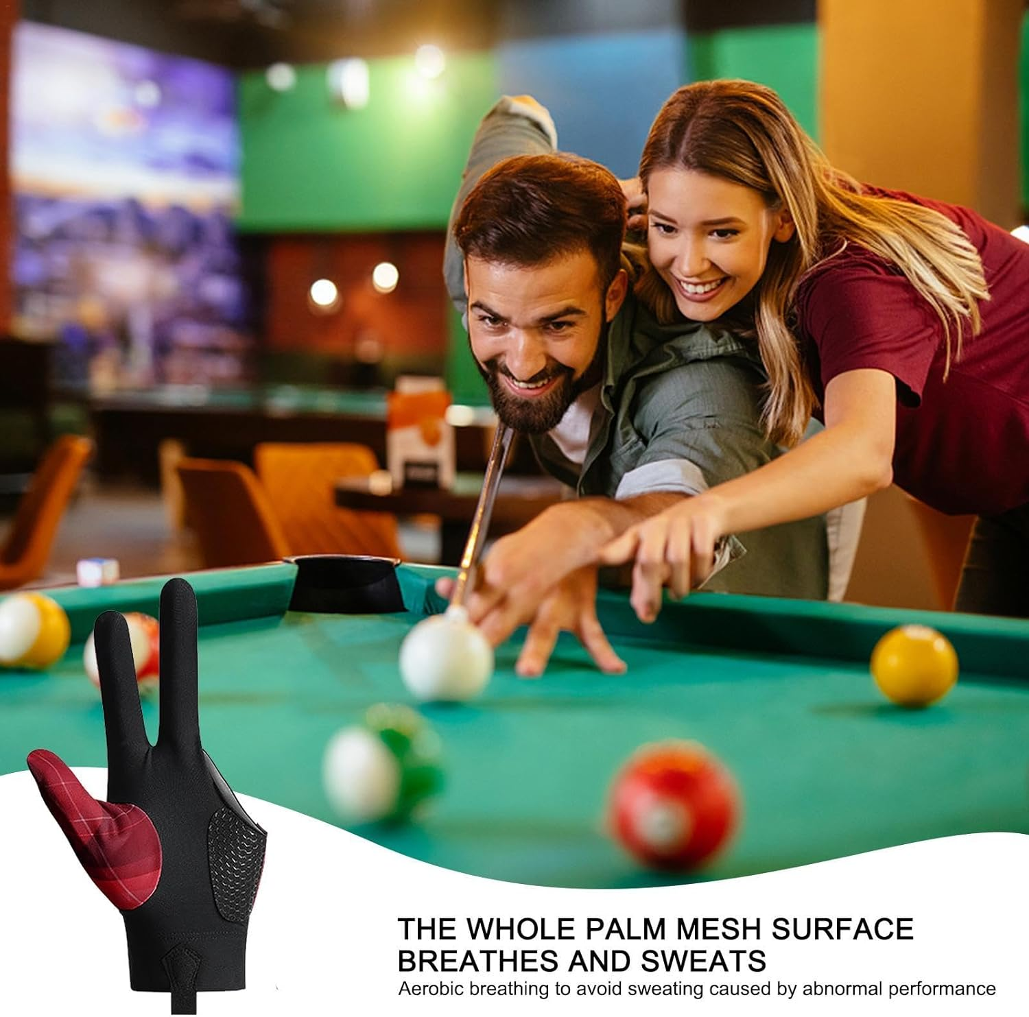 Anti Slip Billiard Glove 3 Fingers | Professional Pool Gloves Billiards | 3 Fingers Pool Gloves Billiards Left Hand Glove for Women Men Billiard Shooters Sport image number 5