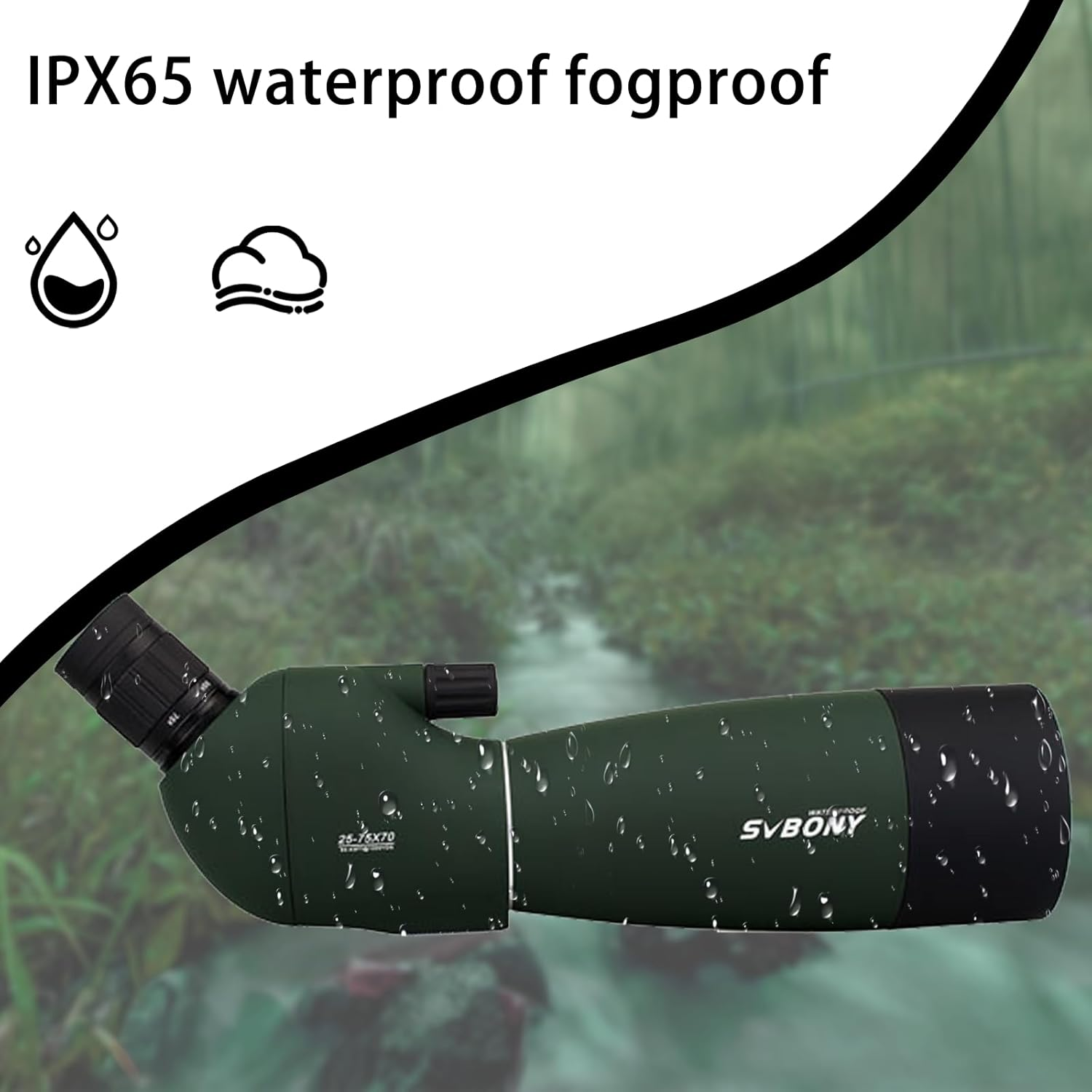 SVBONY SV28 25-75X70Mm Spotting Scope Telescope, Bak4 Prism, Spotter Scope for Target Bird Watching with Tabletop Tripod image number 1