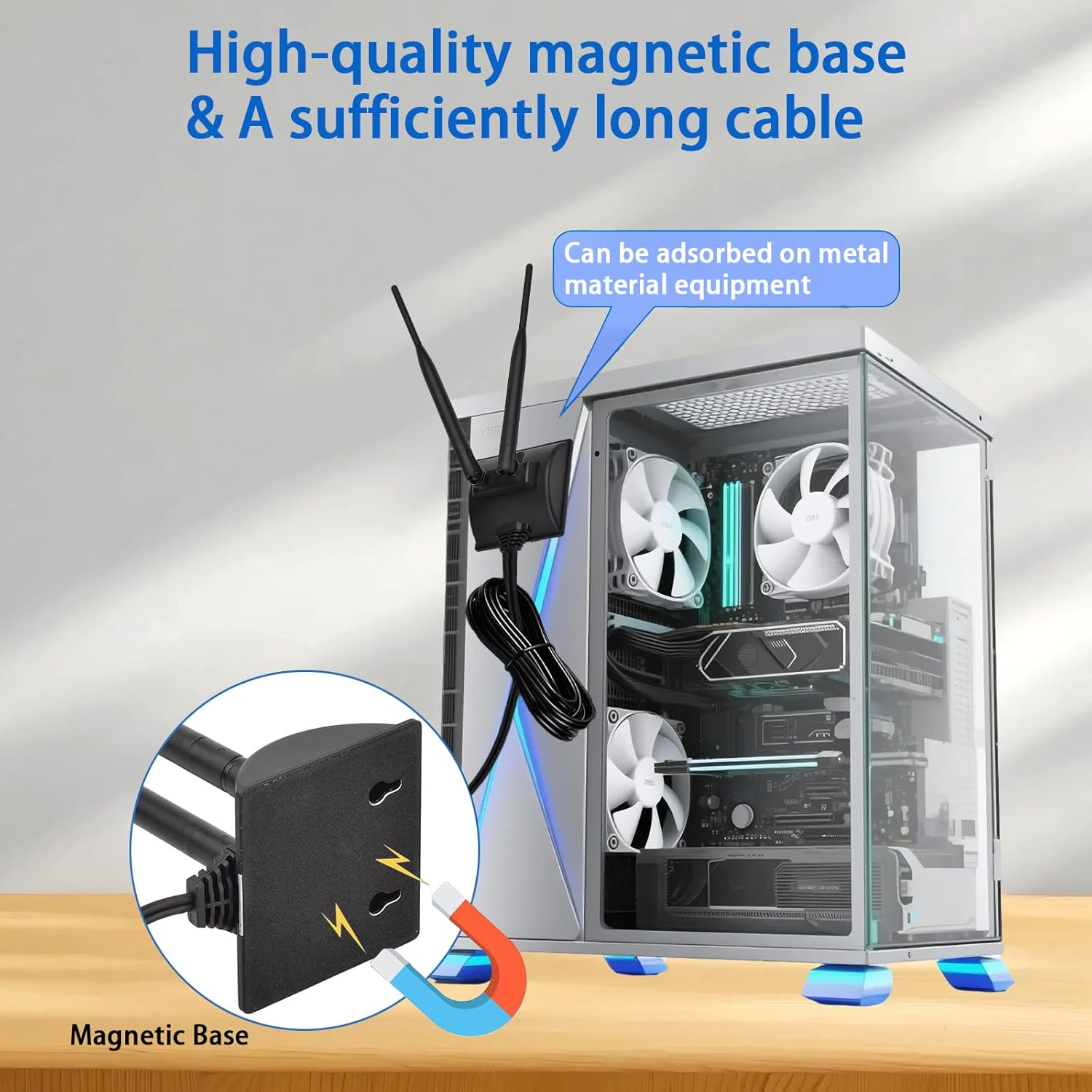 AQTAQ Wifi Antenna 2.4Ghz 5Ghz Dual Band Frequency Magnetic 6Dbi RP-SMA Adapter for WLAN PCI Wifi Cards Wireless Router Bluetooth Dlink PCI-E Wifi Network Card USB Wifi Adapter Wireless Router