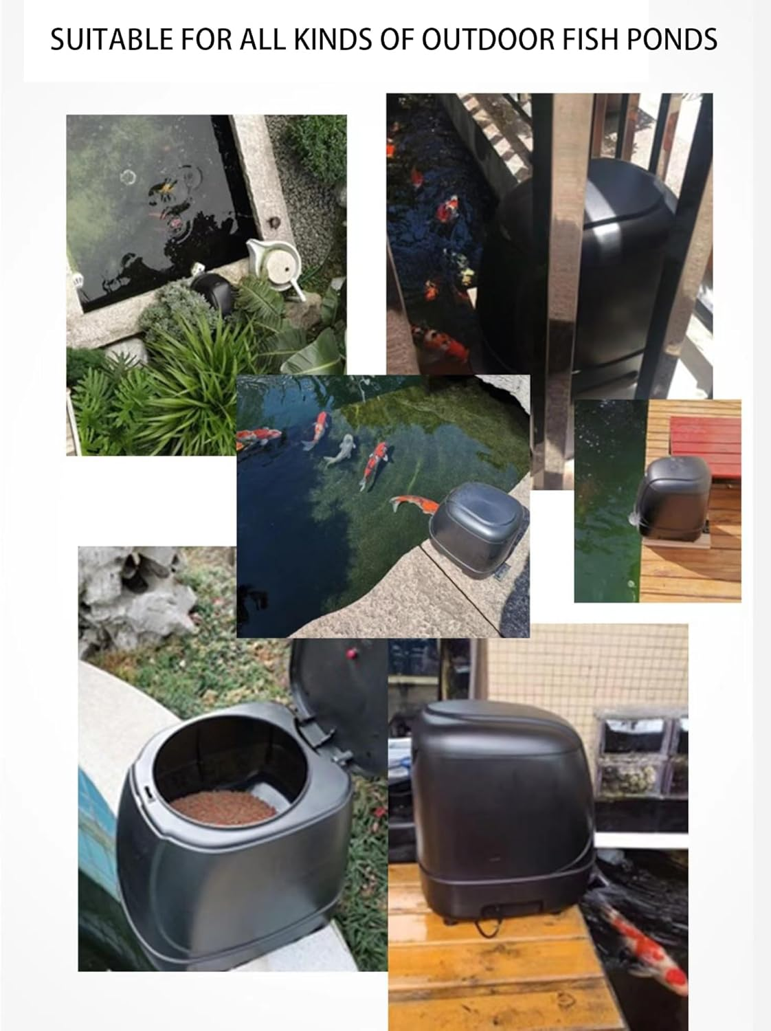 10L Pond Feeder, Automatic Fish Feeder for Pond Outdoor, Fish Feeder Automatic Dispenser, Timer High Capacity for Vacations & Hot or Cold Weather- Battery Powered image number 1