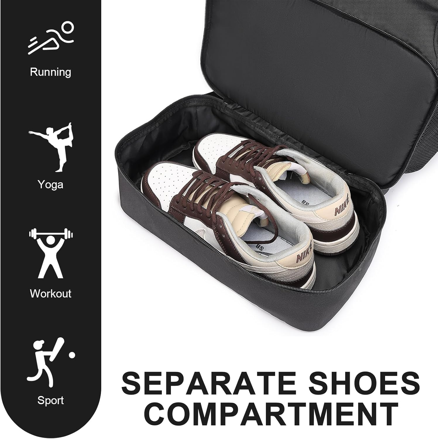 Seyfocnia Gym Backpack for Women Men, Lightweight Sports Bag Back Pack with Shoe Compartment Workout Rucksack Travel Daypack - Dark Black image number 2