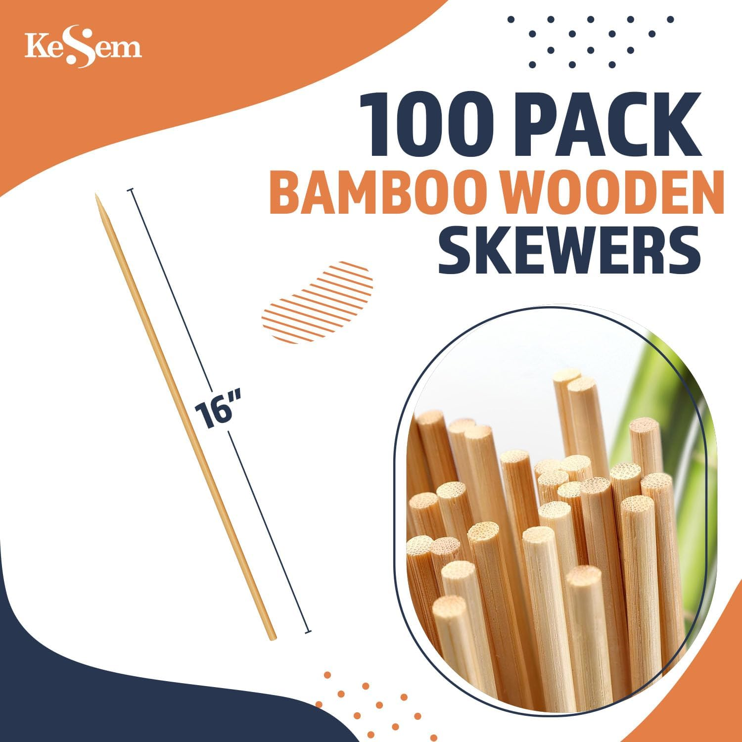 100Pcs 16" Long Bamboo Skewers Sticks for Grilling BBQ Kabob Barbecue Marshmallow Roasting Stick 4Mm Thick Natural Wooden Smore Sticks Craft (16 Inch) image number 3