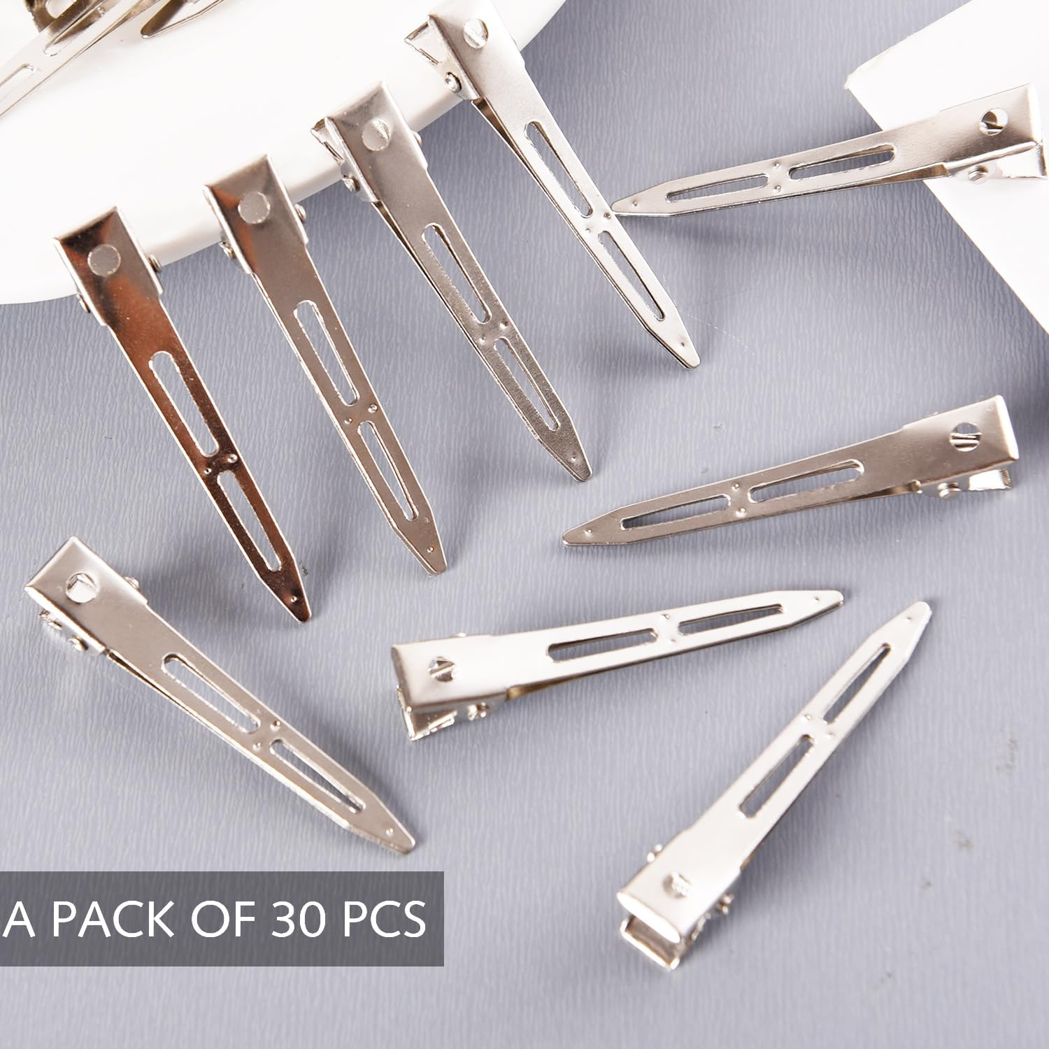 Set of 30 Silver Hair Clips, 5.5 Cm, Crocodile Hair Clips, Metal Hair Clips, Women'S Hair Clip, Hairdressing Salon, Girls Hairstyle DIY image number 4