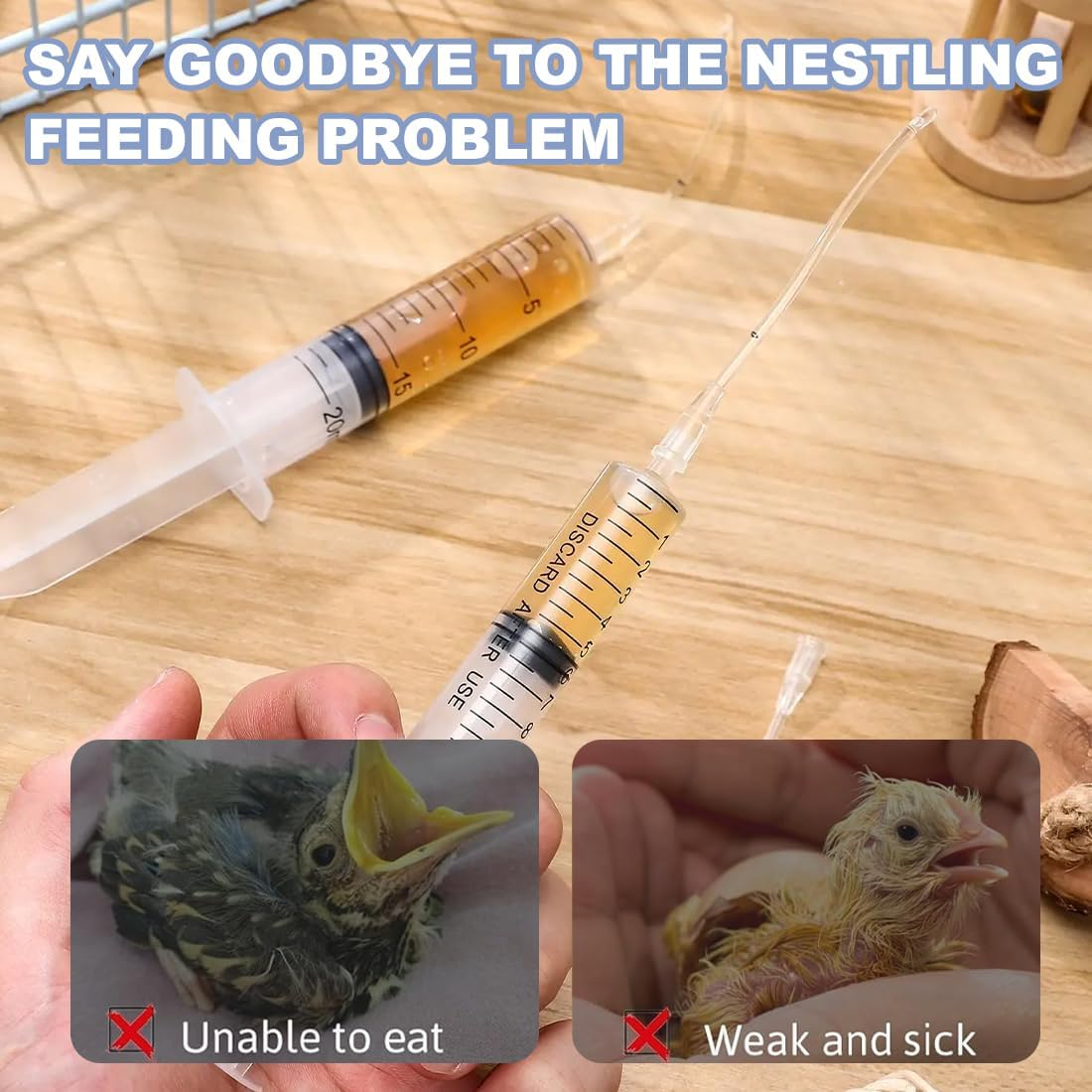 SIRLOMU Pack of 10 Young Birds Feeding Syringe Baby Bird Parrot Hand Feeder Pet Milk Water Feeding Medicine for Baby Birds and Parrots, Milk, Water, Medicine, Easy to Clean