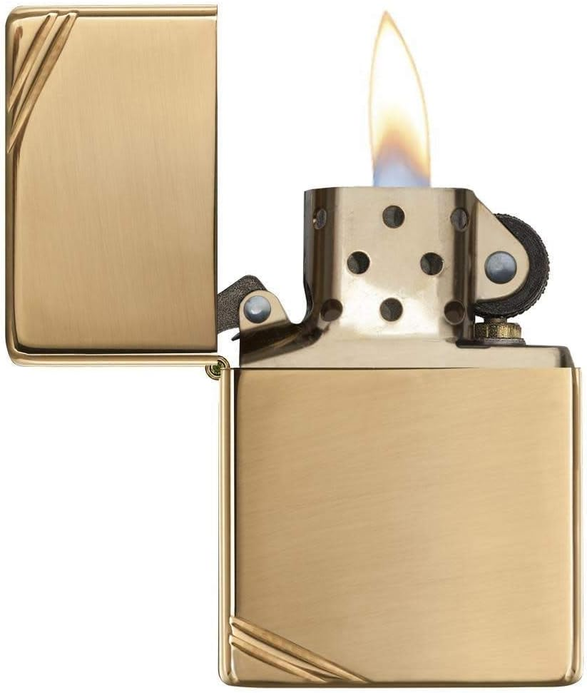 Zippo Vintage High Polish Brass Pocket Lighter with Slashes Pocket Lighter image number 2