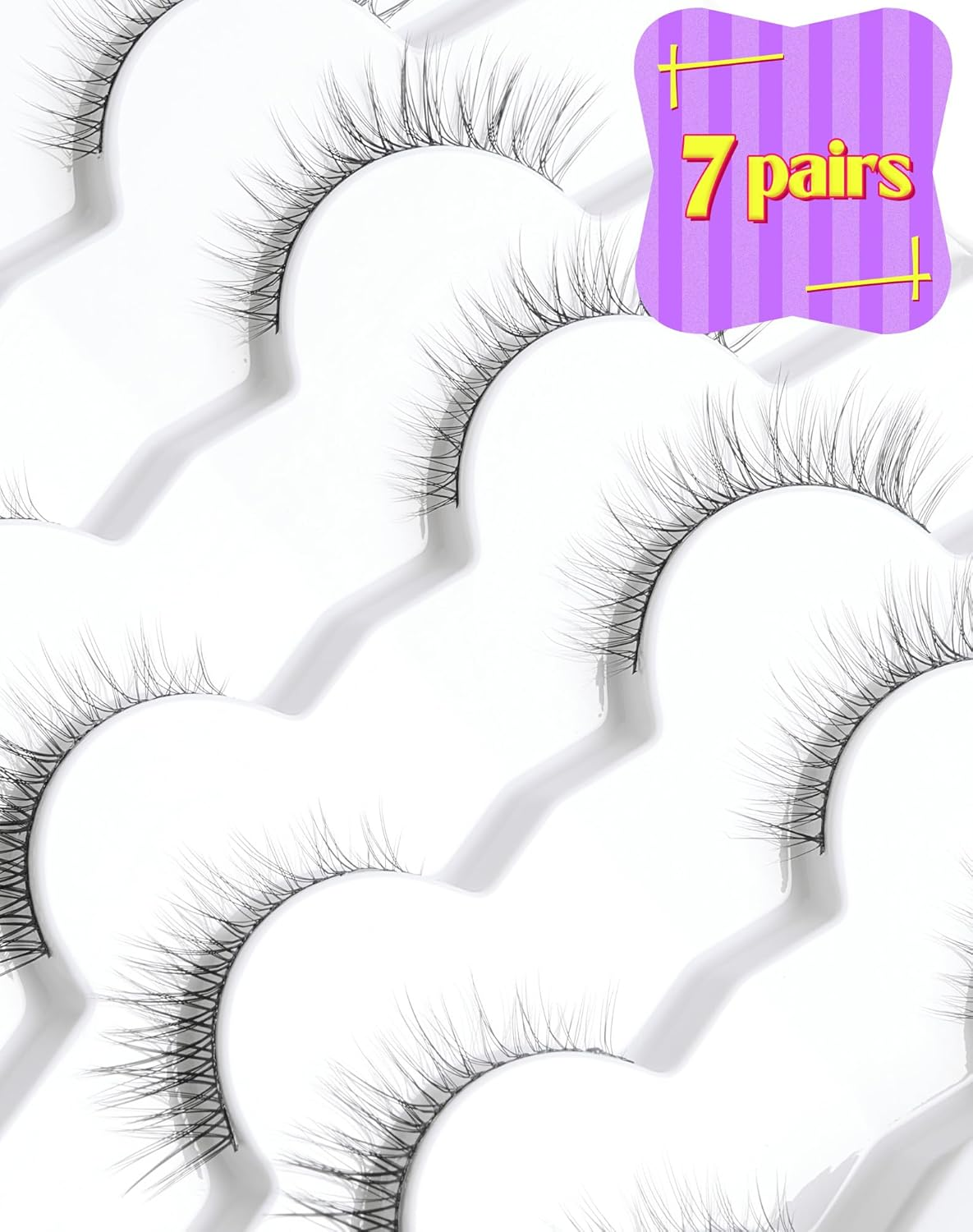 Lashes Wispy False Eyelashes Gradient False Lash Natural Look Small Fake Lashes Faux Mink Strip Eyelashes 7 Pairs D11 image number 4