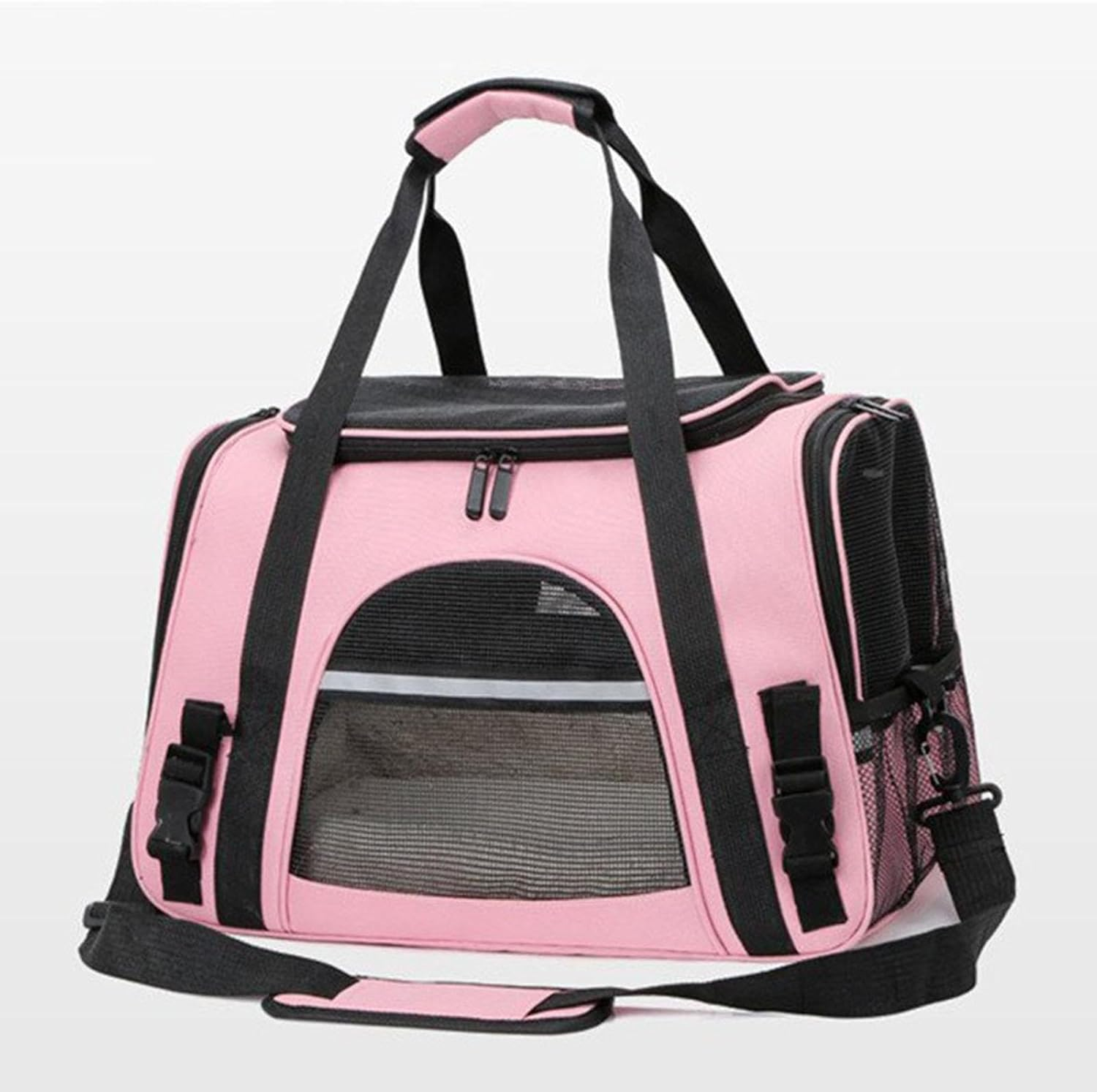 Fenteer Pet Carrier Cat Carrier Soft Large Capacity Zipper Travel Bag for Pets with Shoulder Strap and Pink